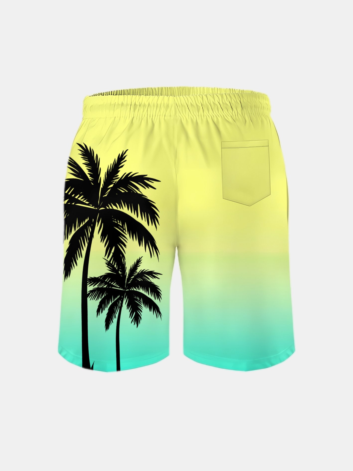 Men's Swim Trunks Hawaiian Tropical Palm Tree Beach Shorts with Pockets