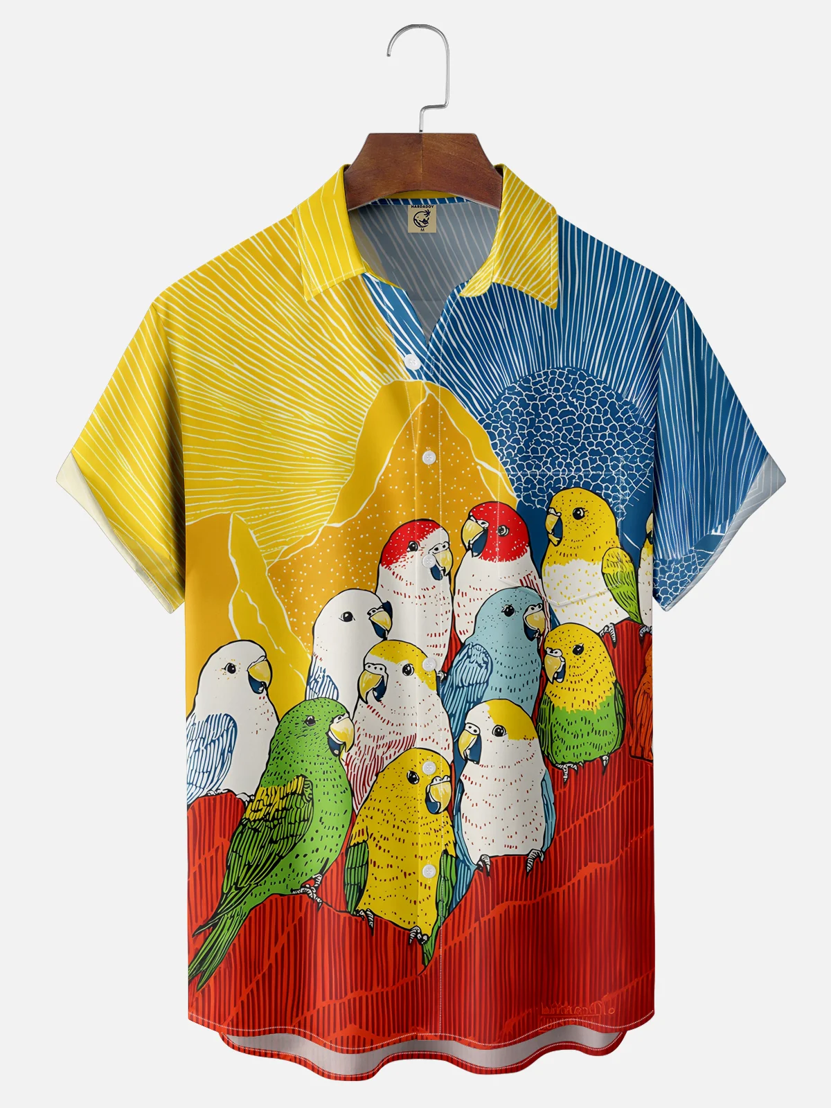 Moisture-wicking Parrot Chest Pocket Hawaiian Shirt
