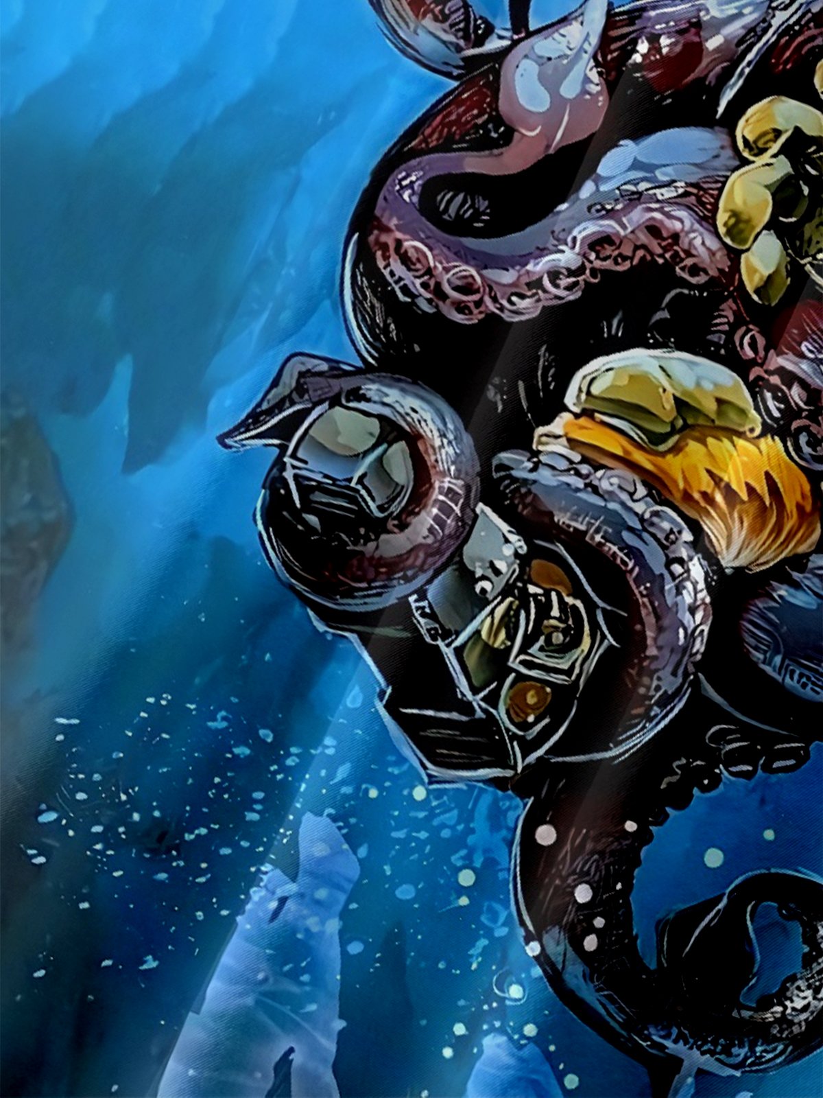 Moisture-wicking Abyss Diver Octopus Chest Pocket Hawaiian Shirt