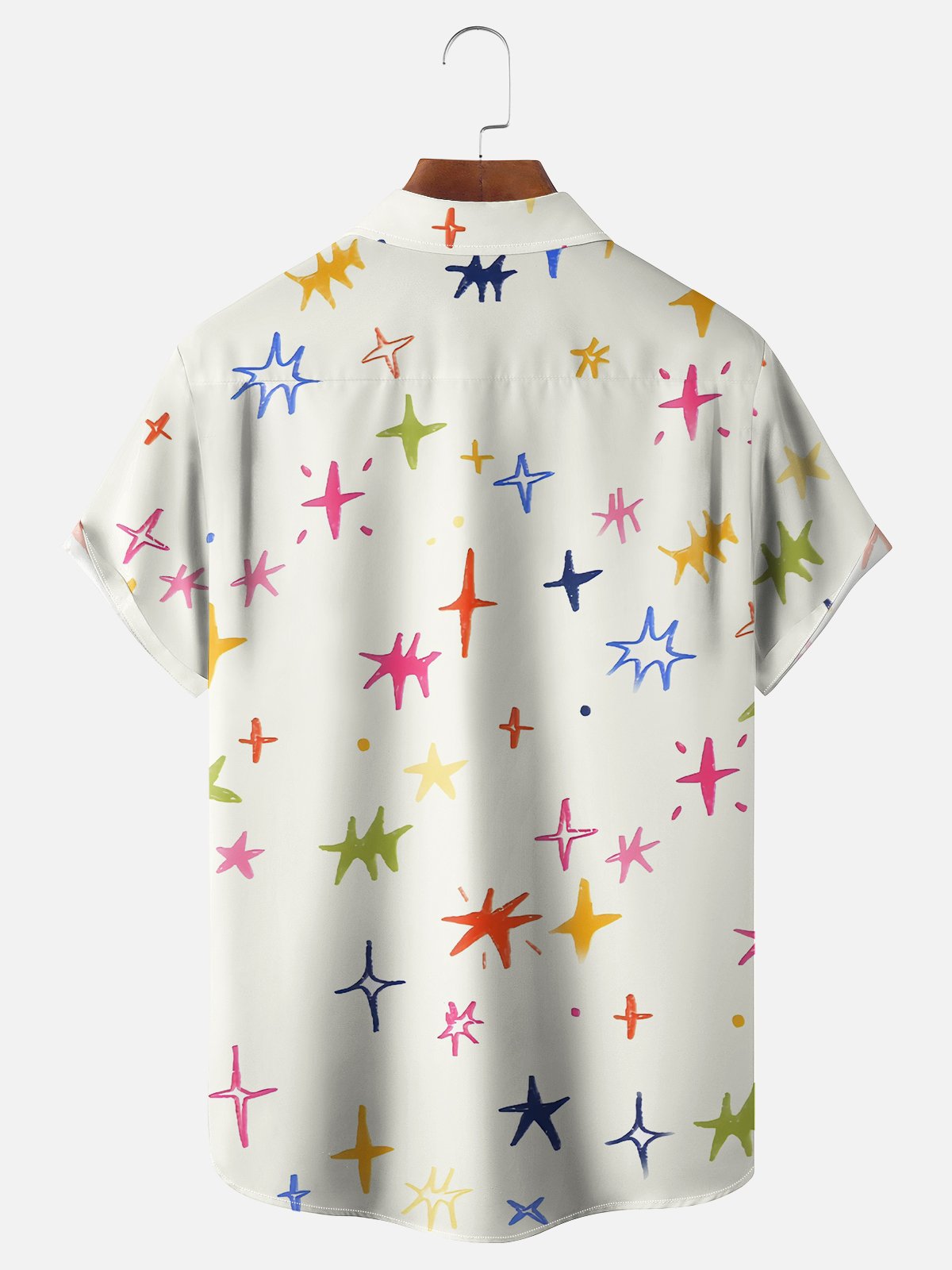 Moisture-wicking Young Fun Star Art Abstract Chest Pocket Casual Shirt