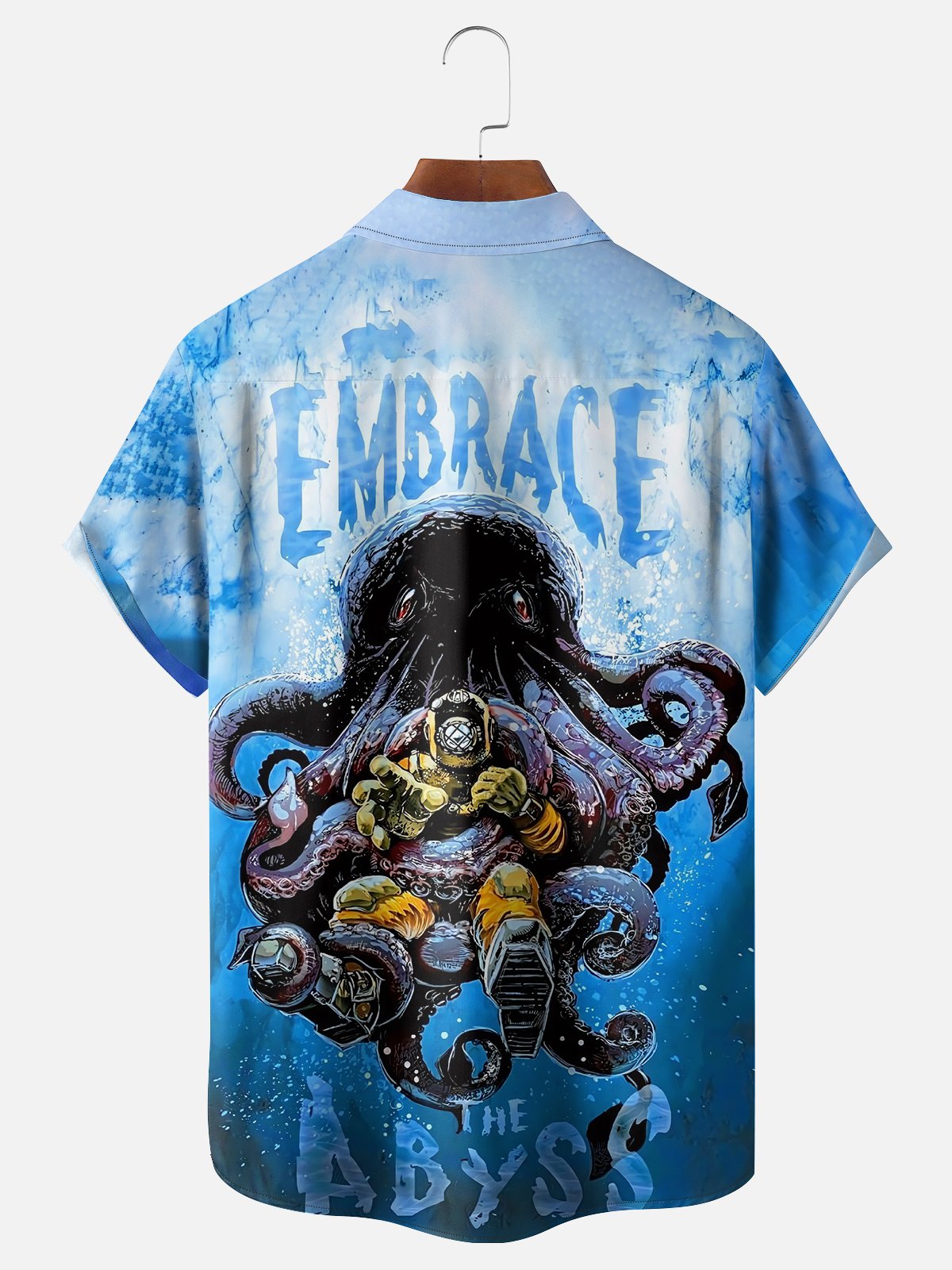 Moisture-wicking Abyss Diver Octopus Chest Pocket Hawaiian Shirt