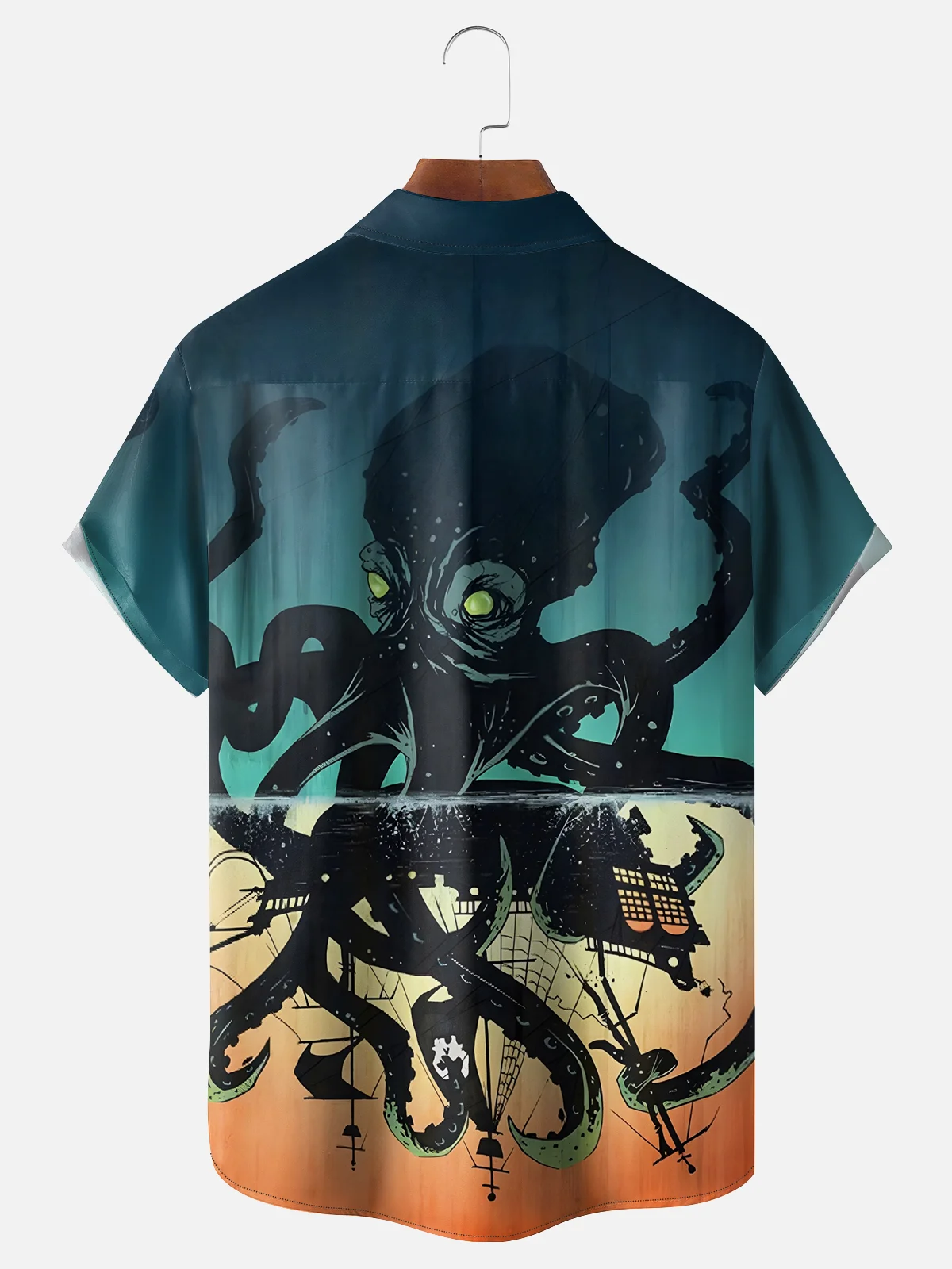 Moisture Wicking Ocean Octopus Chest Pocket Hawaiian Shirt