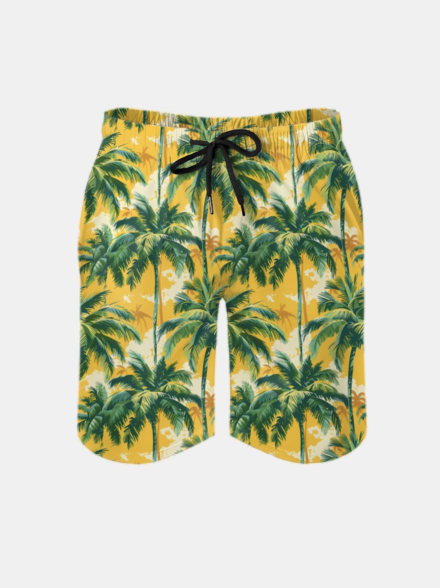 Men's Swim Trunks Hawaiian Tropical Palm Tree Beach Shorts with Pockets
