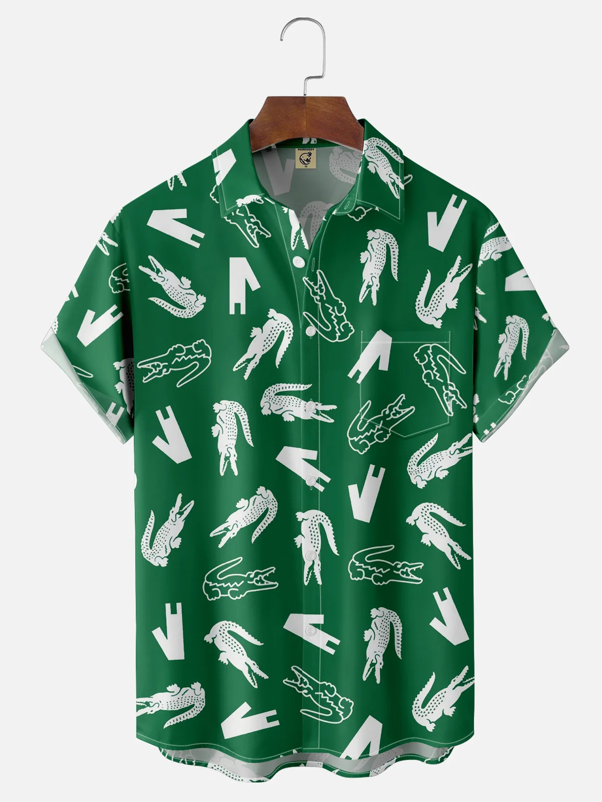 Moisture-wicking Alligator Chest Pocket Hawaiian Shirt