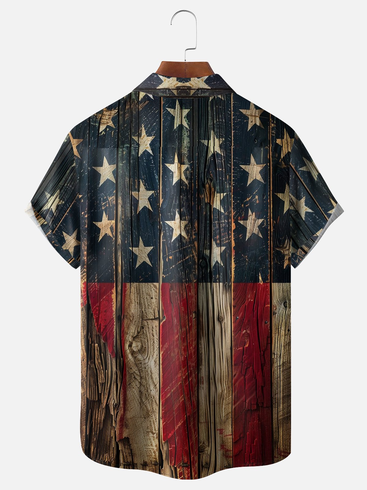 Moisture-wicking American Flag Chest Pocket Casual Shirt