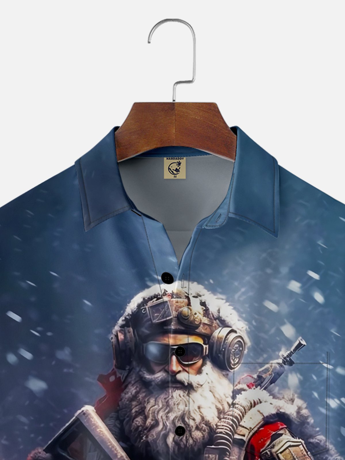 Moisture-wicking Christmas Santa Marine Corps Chest Pocket Casual Shirt