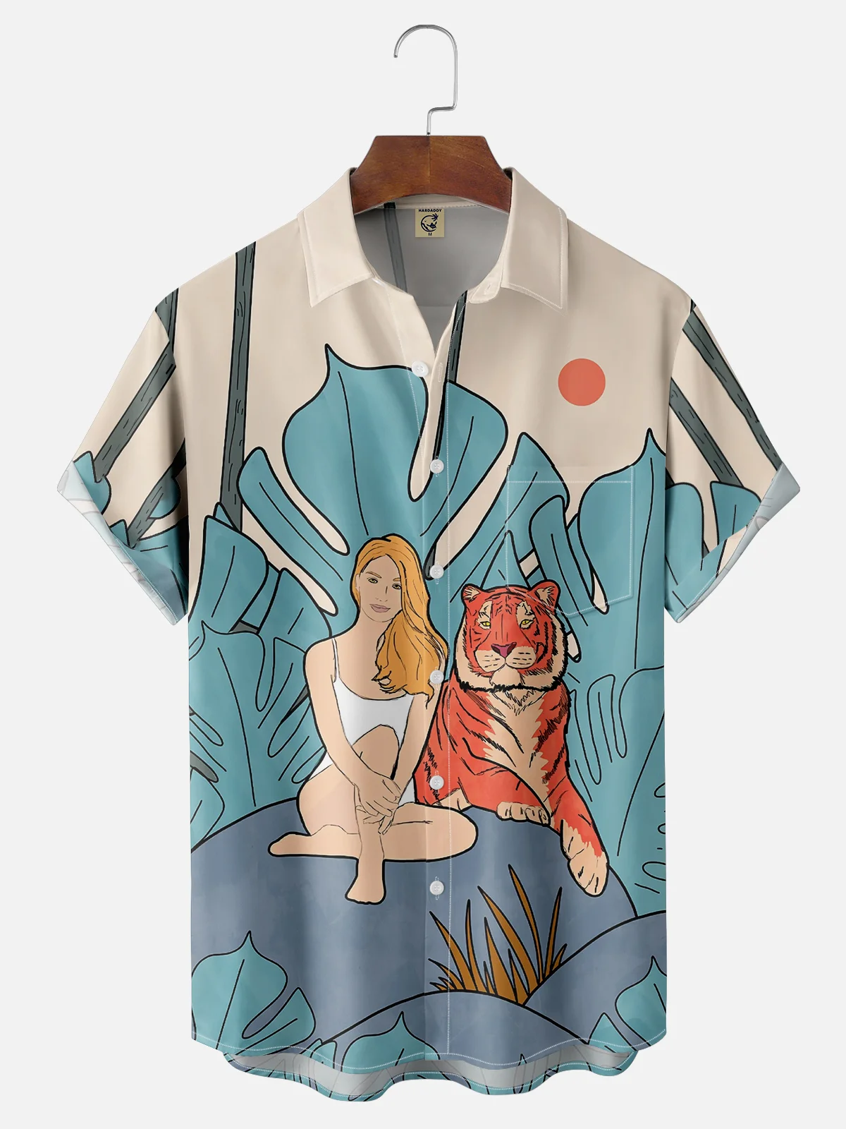 Hardaddy x Stephen Wade Moisture-wicking Lady and Tiger Chest Pocket Hawaiian Shirt