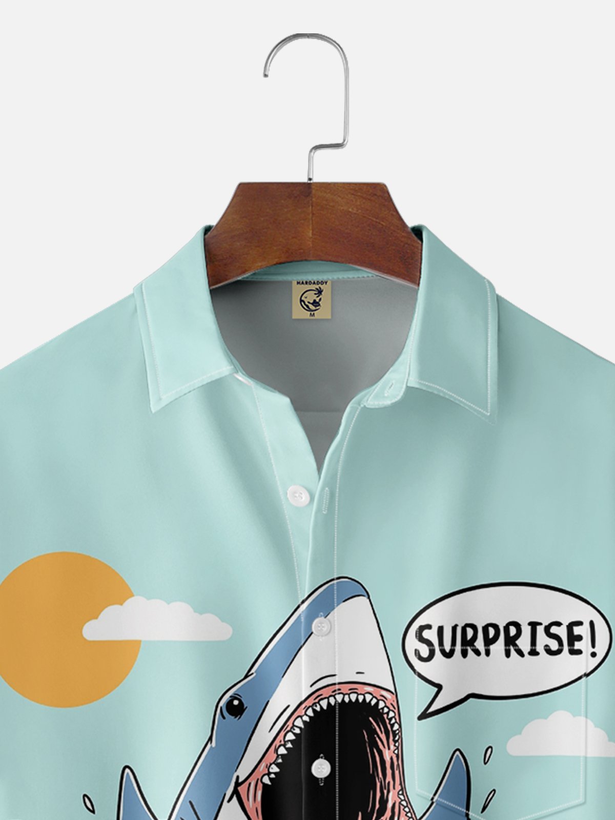 Hardaddy X Artist Coffee Man Moisture-wicking Shark Surprise Chest Pocket Hawaiian Shirt