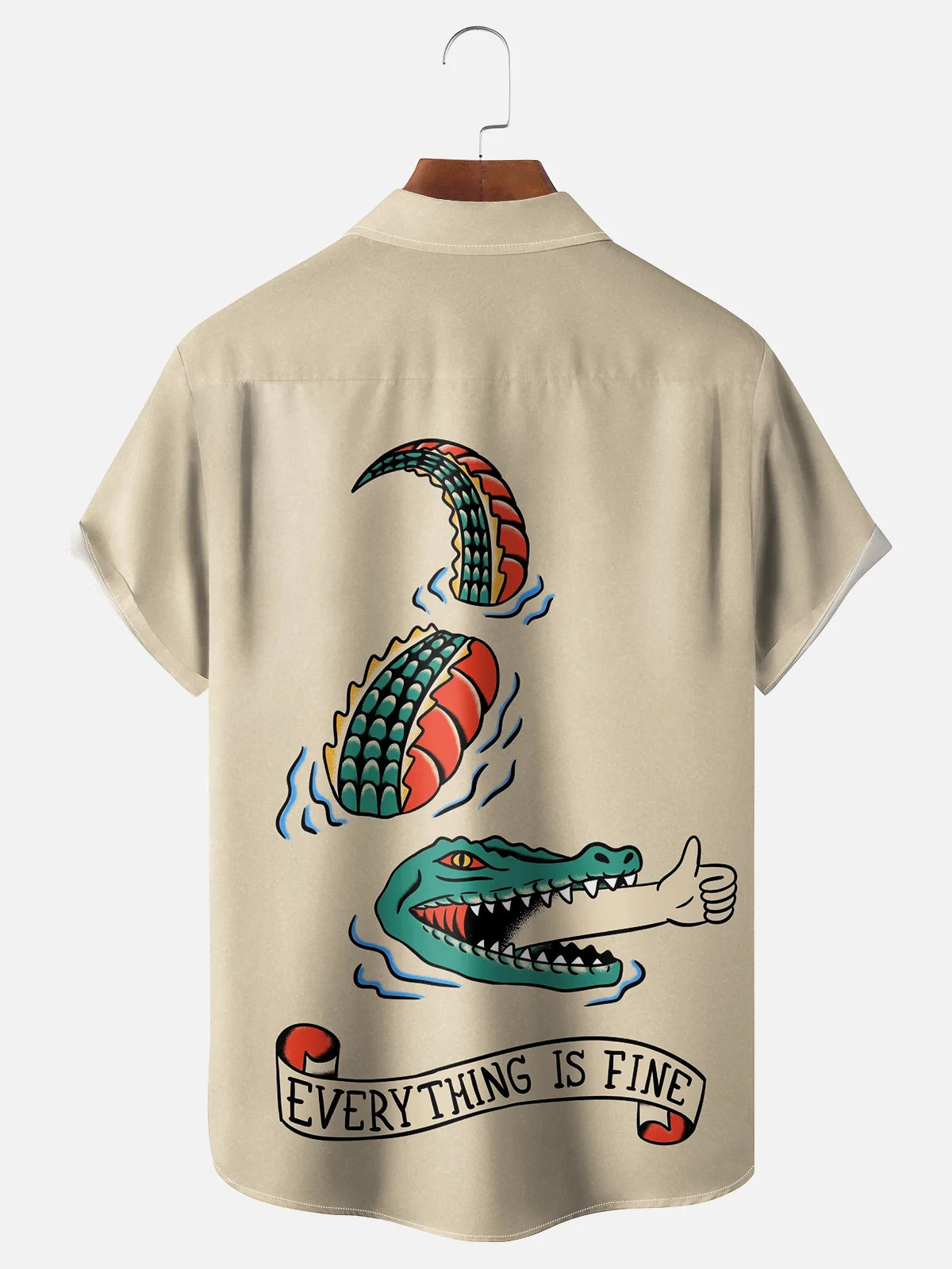 Hardaddy x Coffee Man Moisture Wicking Fun Vintage Croc Chest Pocket Hawaiian Shirt