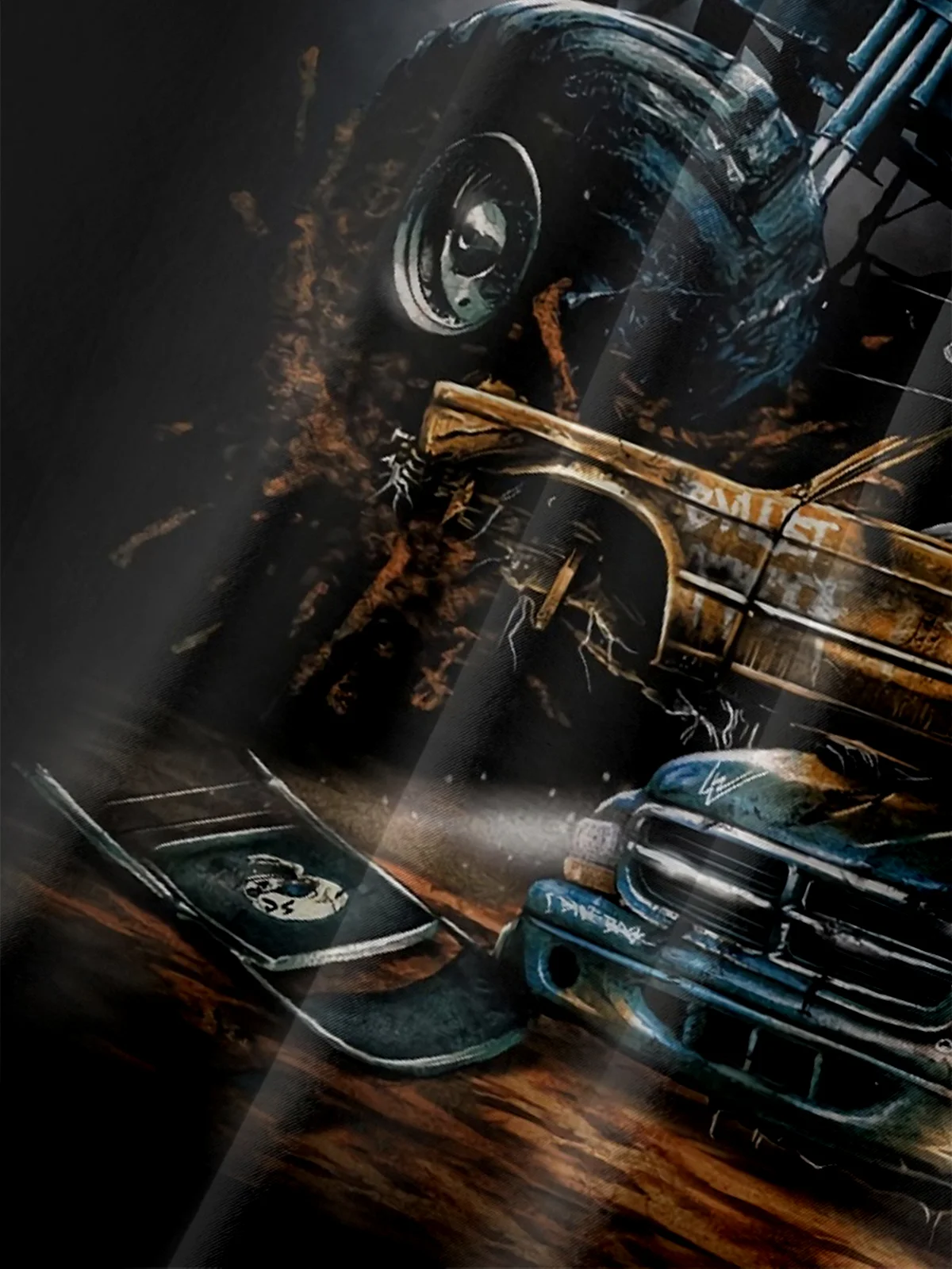 Moisture Wicking Retro Monster Car Chest Pocket Hawaiian Shirt