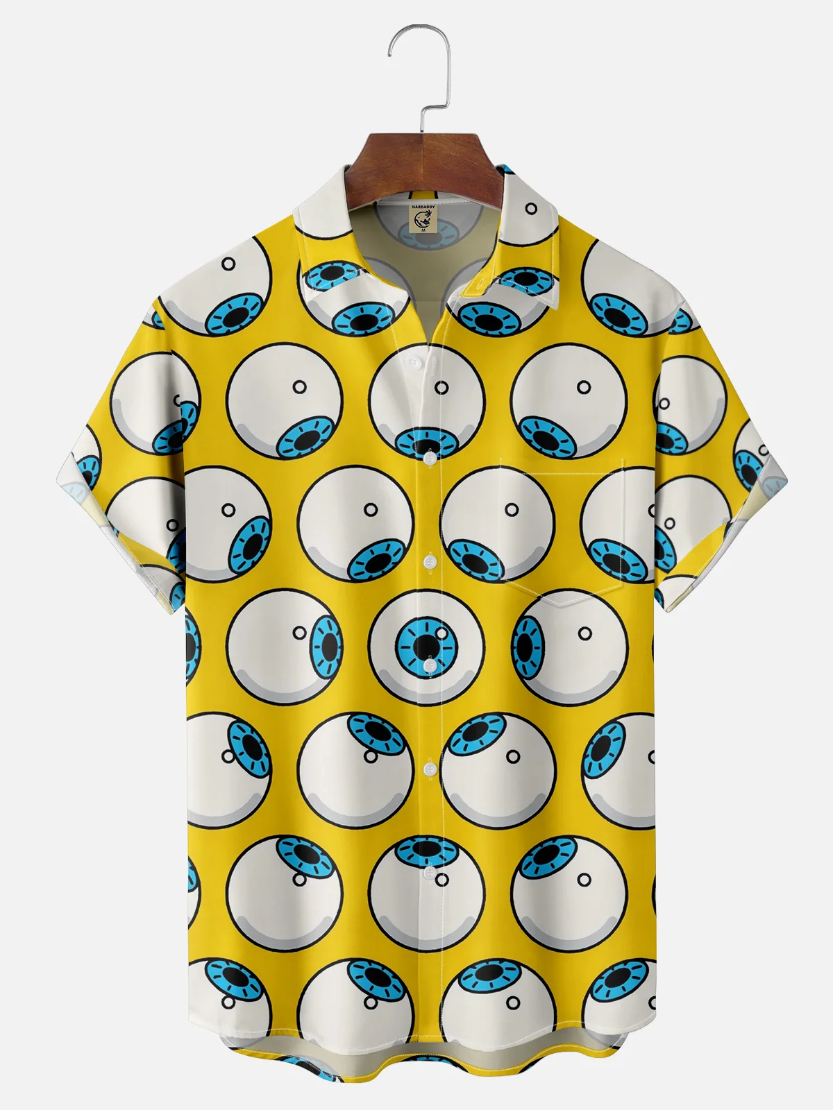 Moisture-wicking Fun Eyeball Chest Pocket Casual Shirt