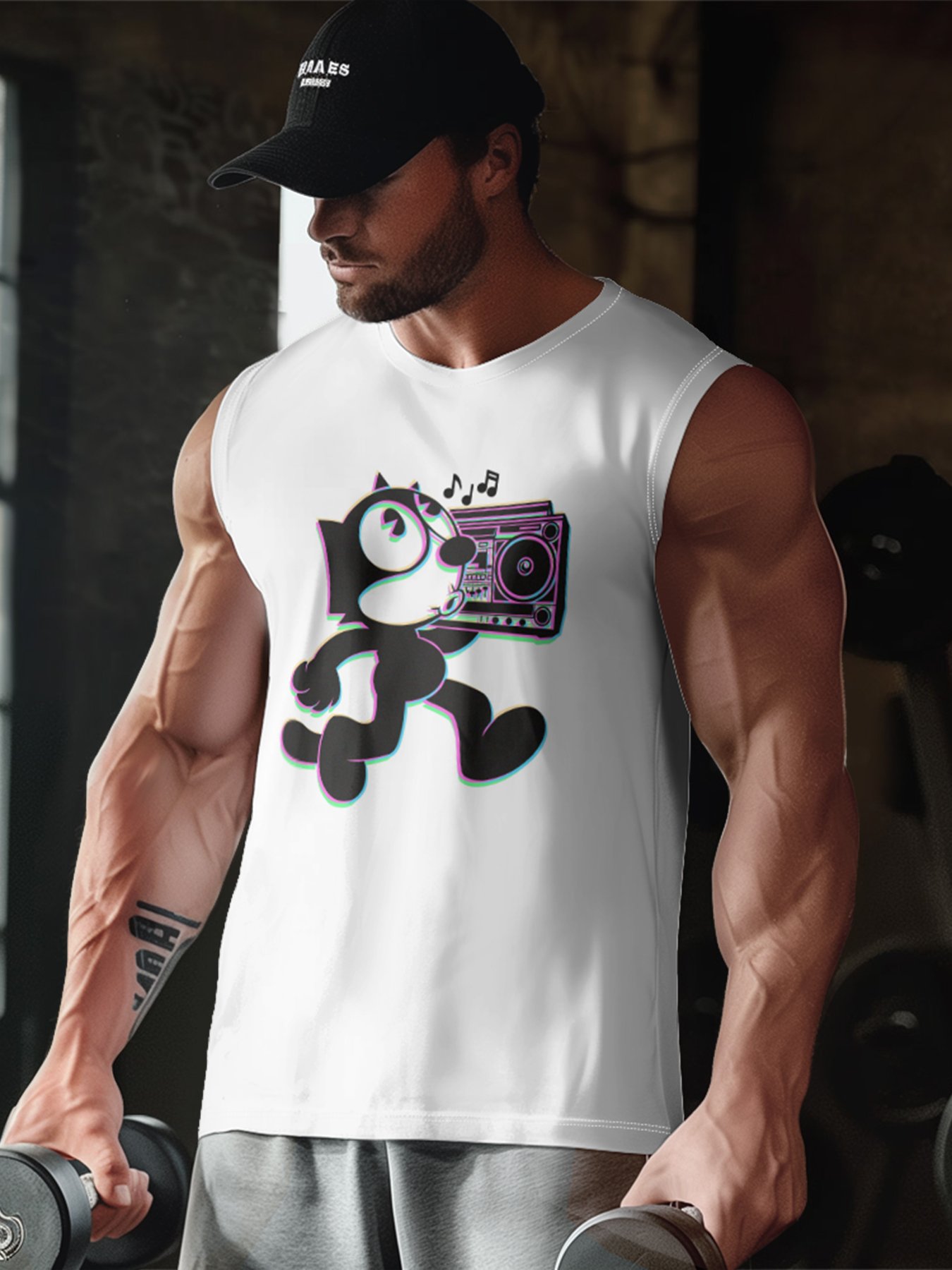 Hardaddy X Artist Contatoeoli Studio Mens Crewneck Tank Tops Pop Music Cat Beach Sleeveless Shirt