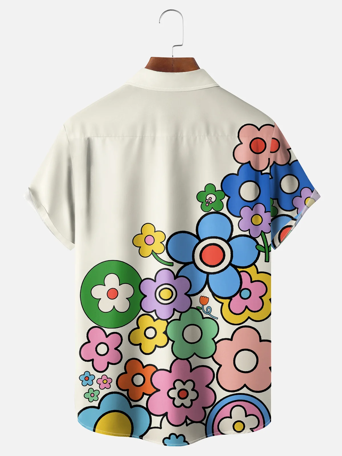 Hardaddy x Coffee Man Moisture Wicking Hippie Flower Text Chest Pocket Hawaiian Shirt
