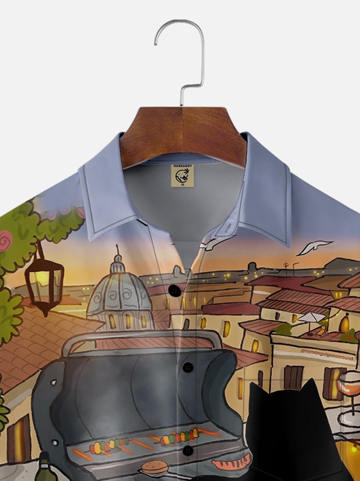 Moisture-wicking Art Cat at a BBQ Party Chest Pocket Casual Shirt