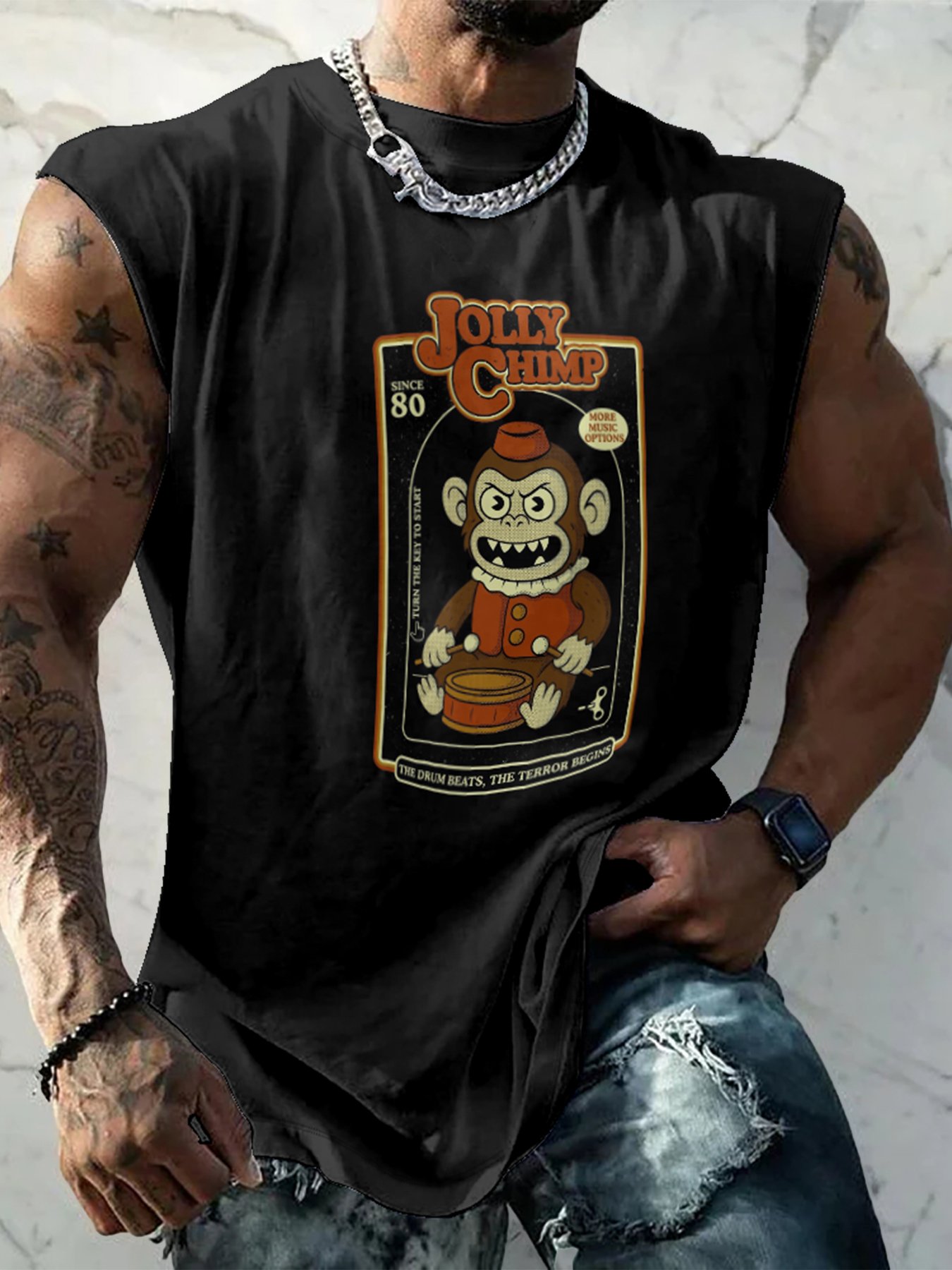 Hardaddy X Artist Contatoeoli Studio Mens Crewneck Tank Tops Jolly Chimp Beach Sleeveless Shirt