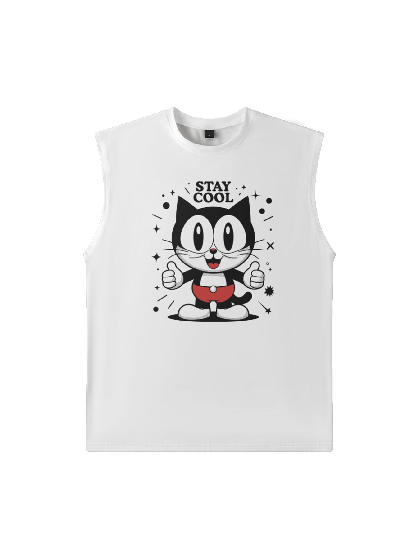 Hardaddy X Artist Contatoeoli Studio Mens Crewneck Tank Tops Stay Cool Cat Beach Sleeveless Shirt