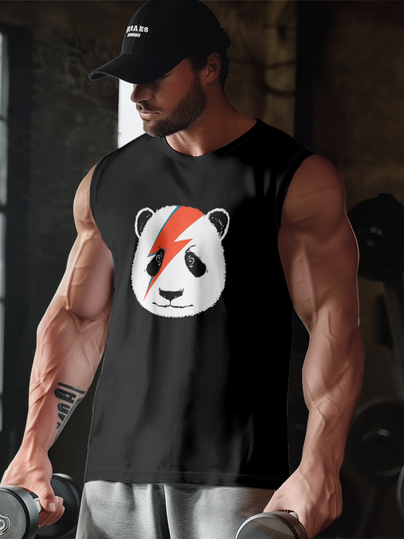 Hardaddy X Artist Contatoeoli Studio Mens Crewneck Tank Tops Lightning Panda Beach Sleeveless Shirt