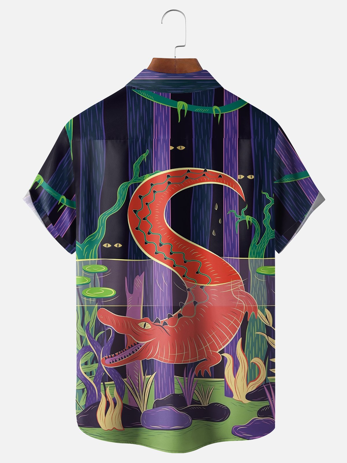 Moisture-wicking Alligator Chest Pocket Hawaiian Shirt