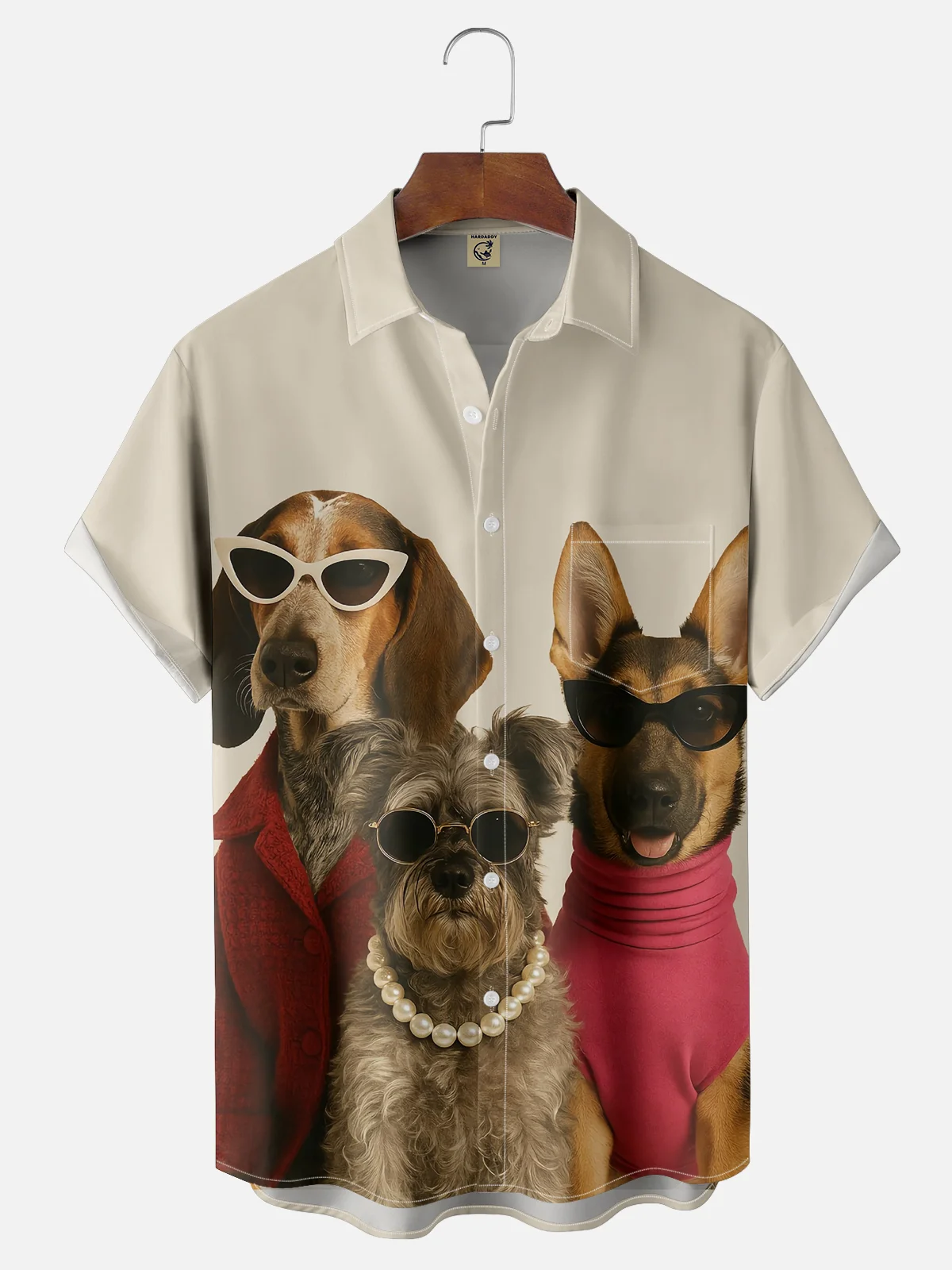 Moisture-wicking Fashion Mode Dogs Chest Pocket Casual Shirt