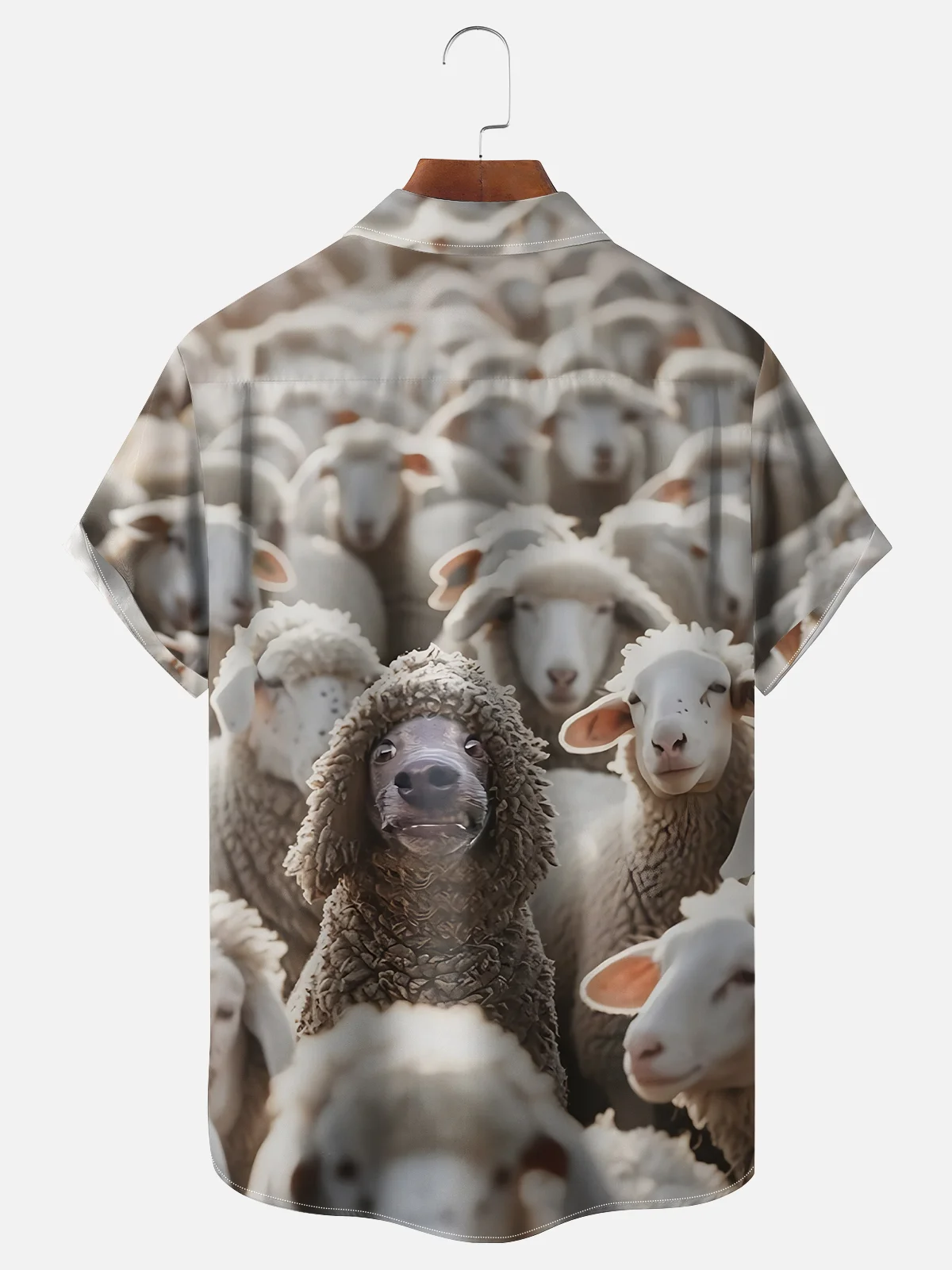 Moisture-wicking Dog Sheep Chest Pocket Hawaiian Shirt