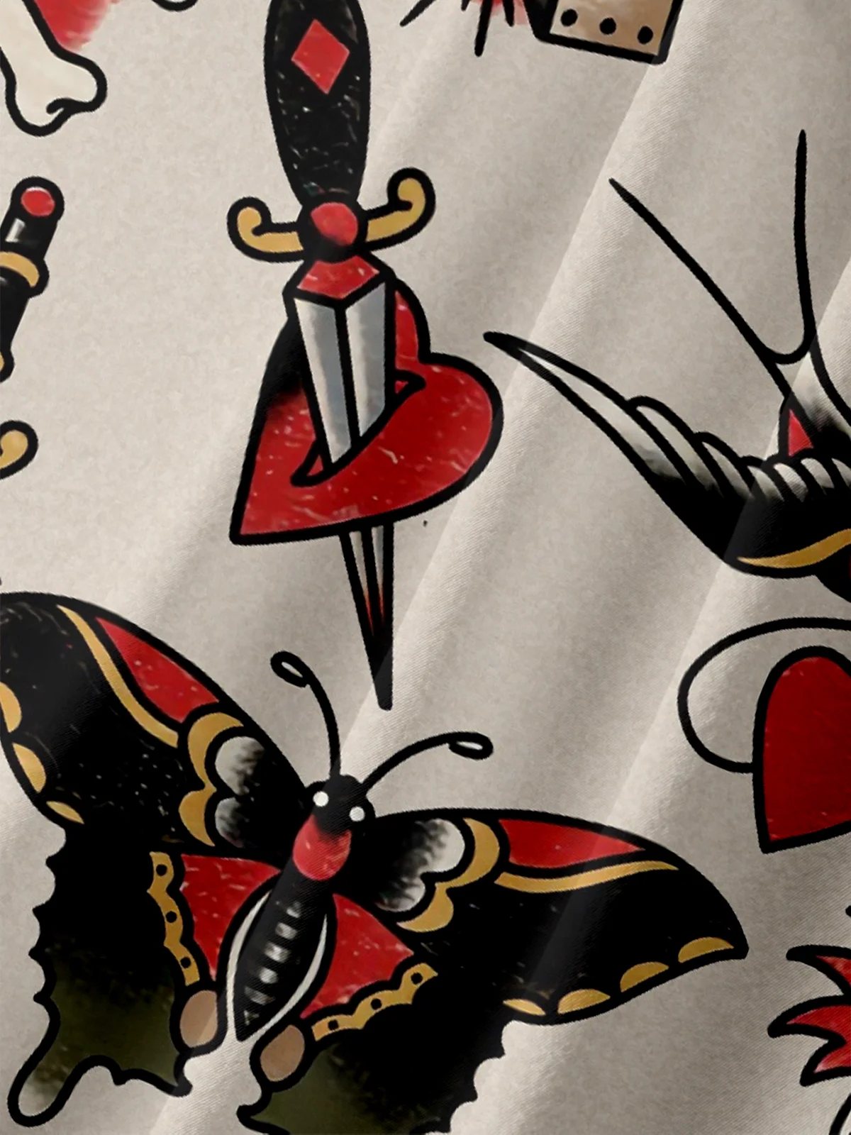 Moisture-wicking Art Tattoo Chest Pocket Hawaiian Shirt
