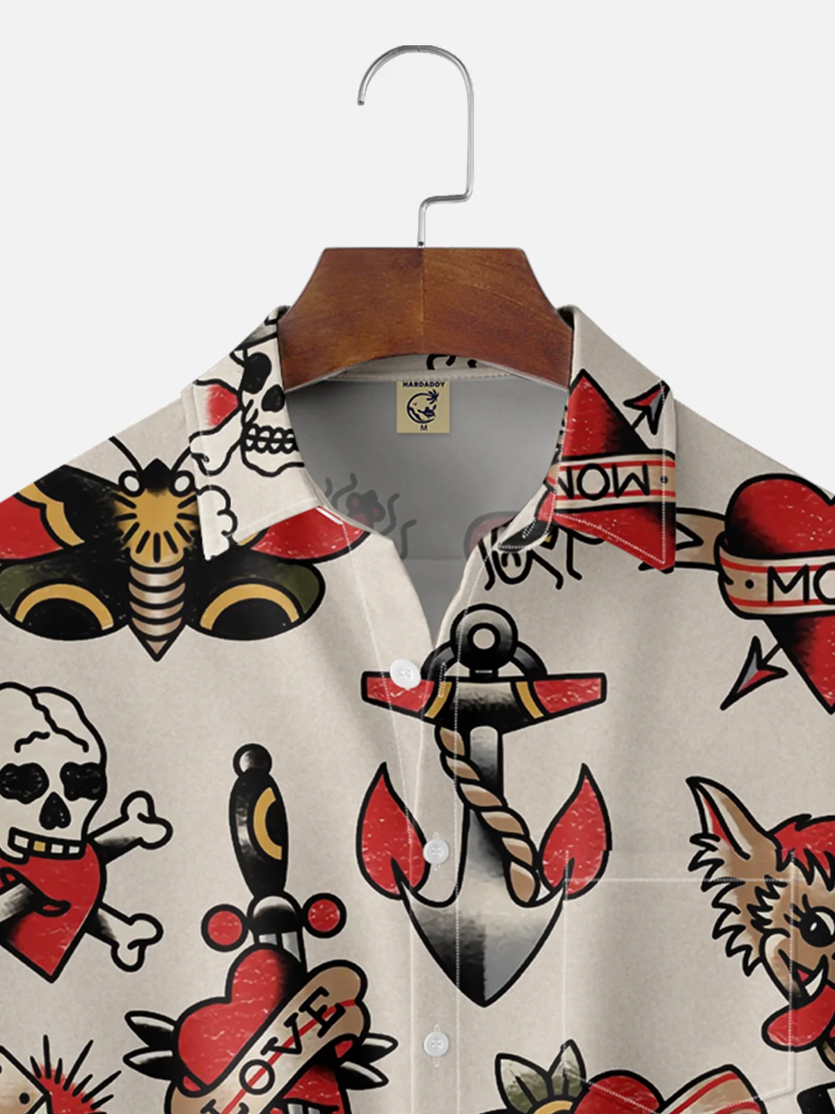 Moisture-wicking Art Tattoo Chest Pocket Hawaiian Shirt