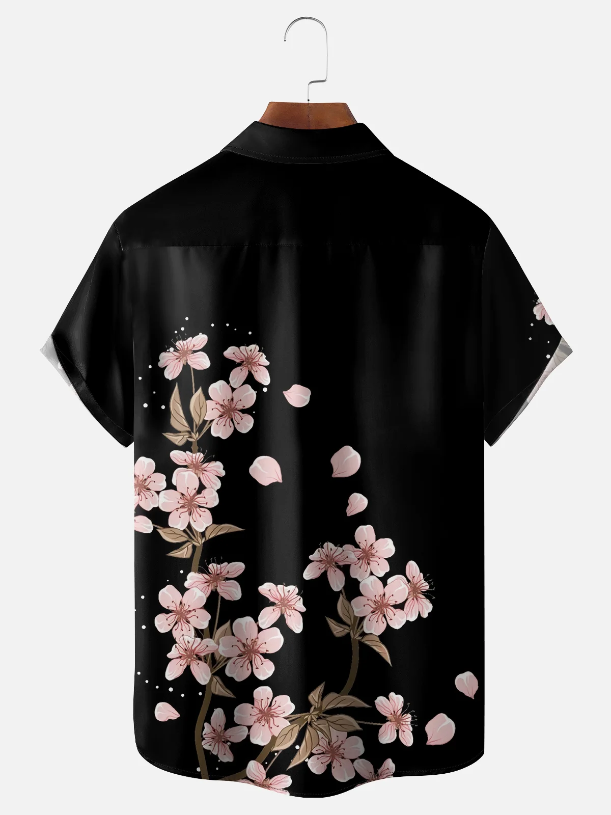 Moisture-wicking Japanese Sakura Floral Chest Pocket Hawaiian Shirt