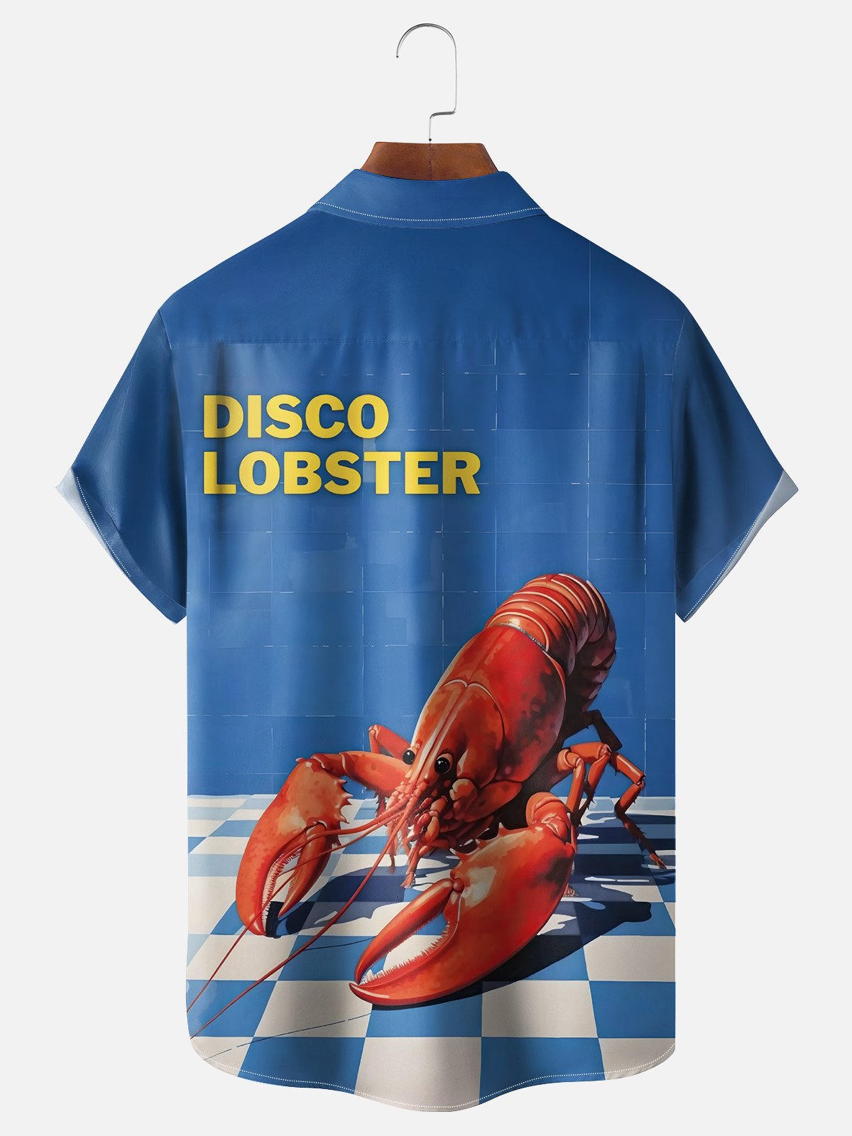 Moisture-wicking Retro Disco Lobster Chest Pocket Hawaiian Shirt