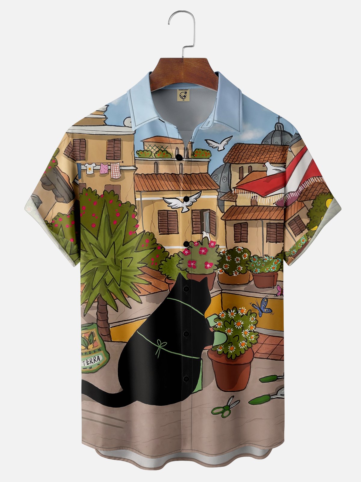 Moisture-wicking Art Cat Gardener Chest Pocket Casual Shirt