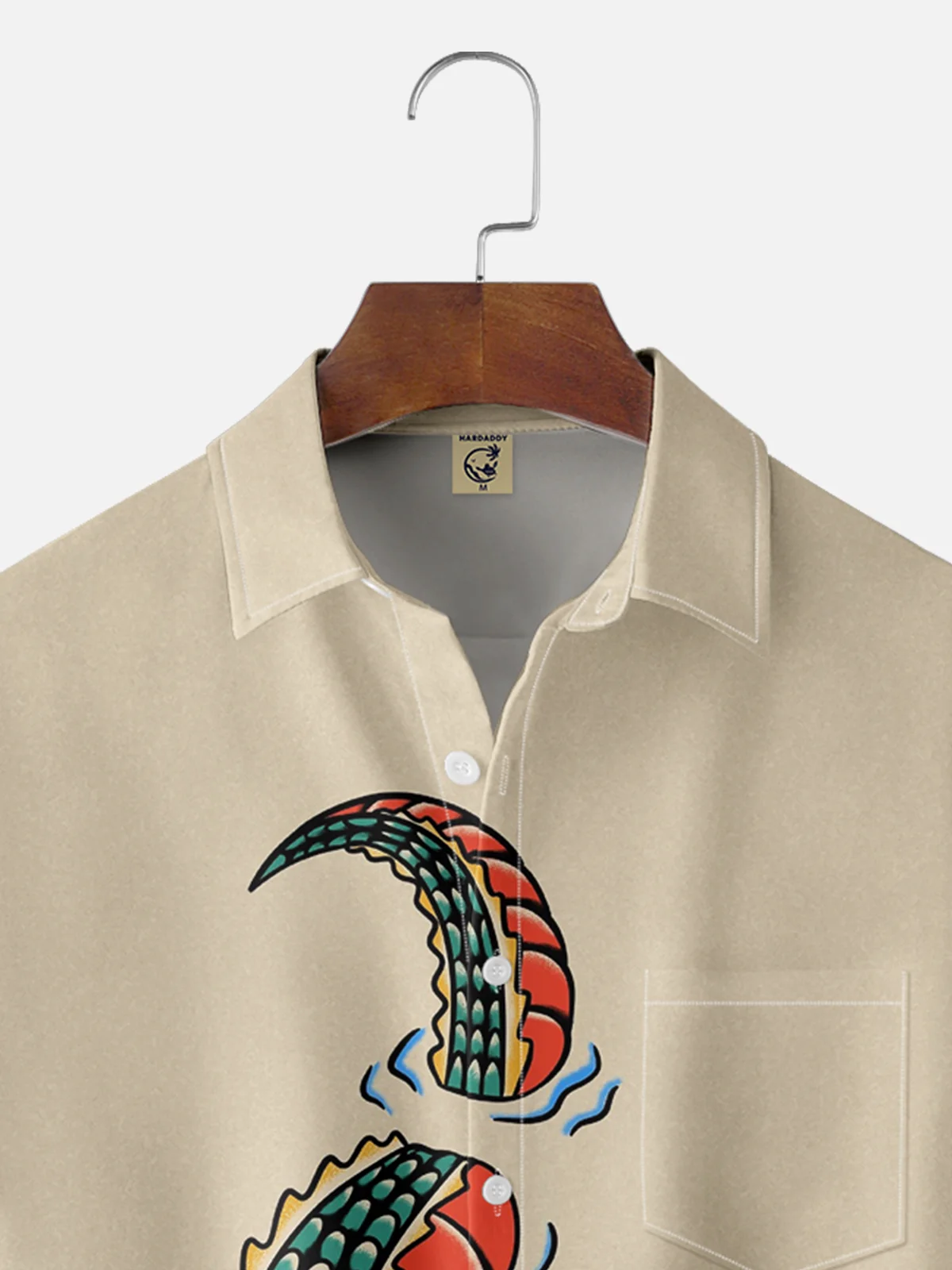Hardaddy x Coffee Man Moisture Wicking Fun Vintage Croc Chest Pocket Hawaiian Shirt