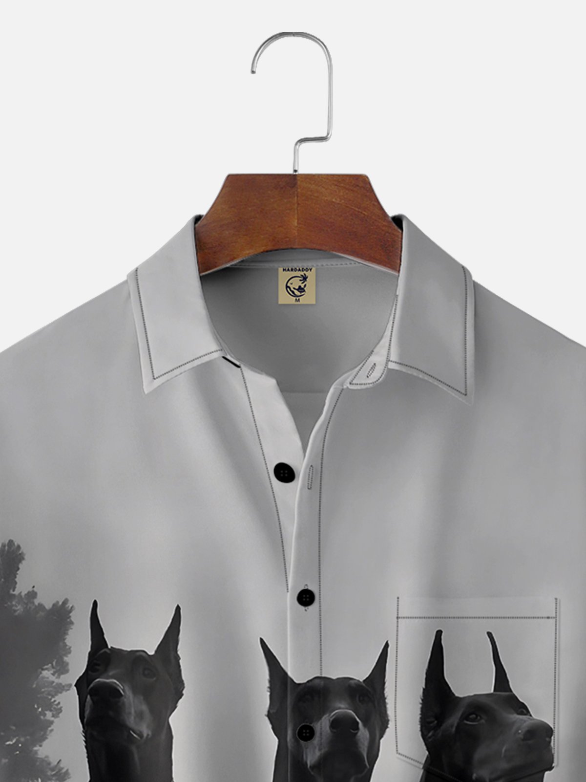 Moisture-wicking Cool Doberman Chest Pocket Hawaiian Shirt