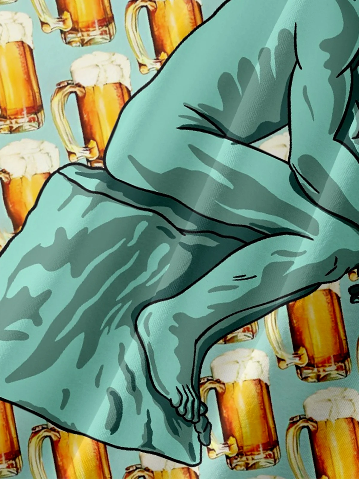 Hardaddy X Artist Coffee Man Moisture-wicking The Thinker Beer Chest Pocket Hawaiian Shirt