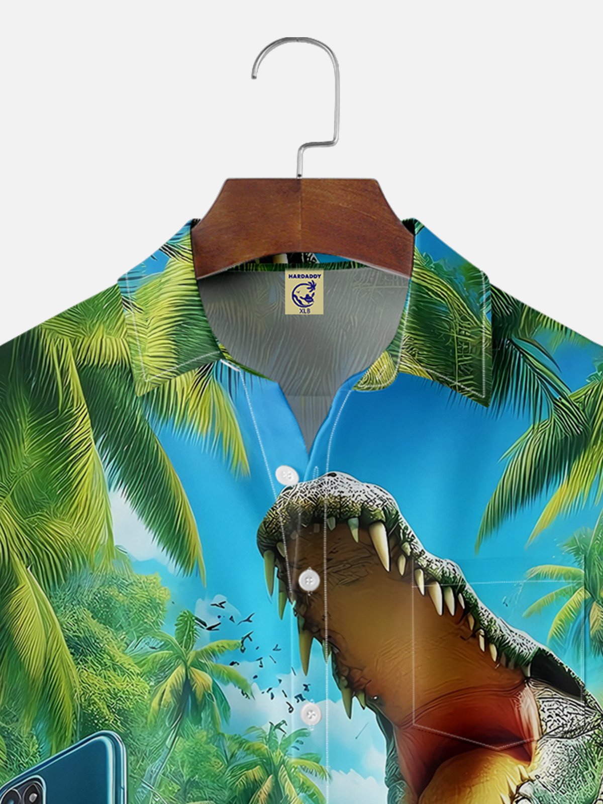 Big Size Moisture-wicking Cat Alligator Selfie Chest Pocket Hawaiian Shirt