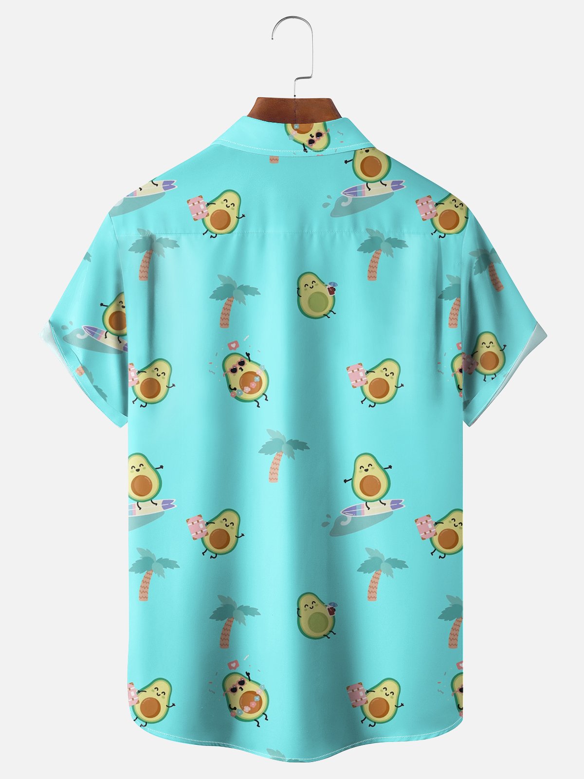 Hardaddy x Coffee Man Moisture Wicking Avocado Surfing Coconut Tree Chest Pocket Bowling Shirt