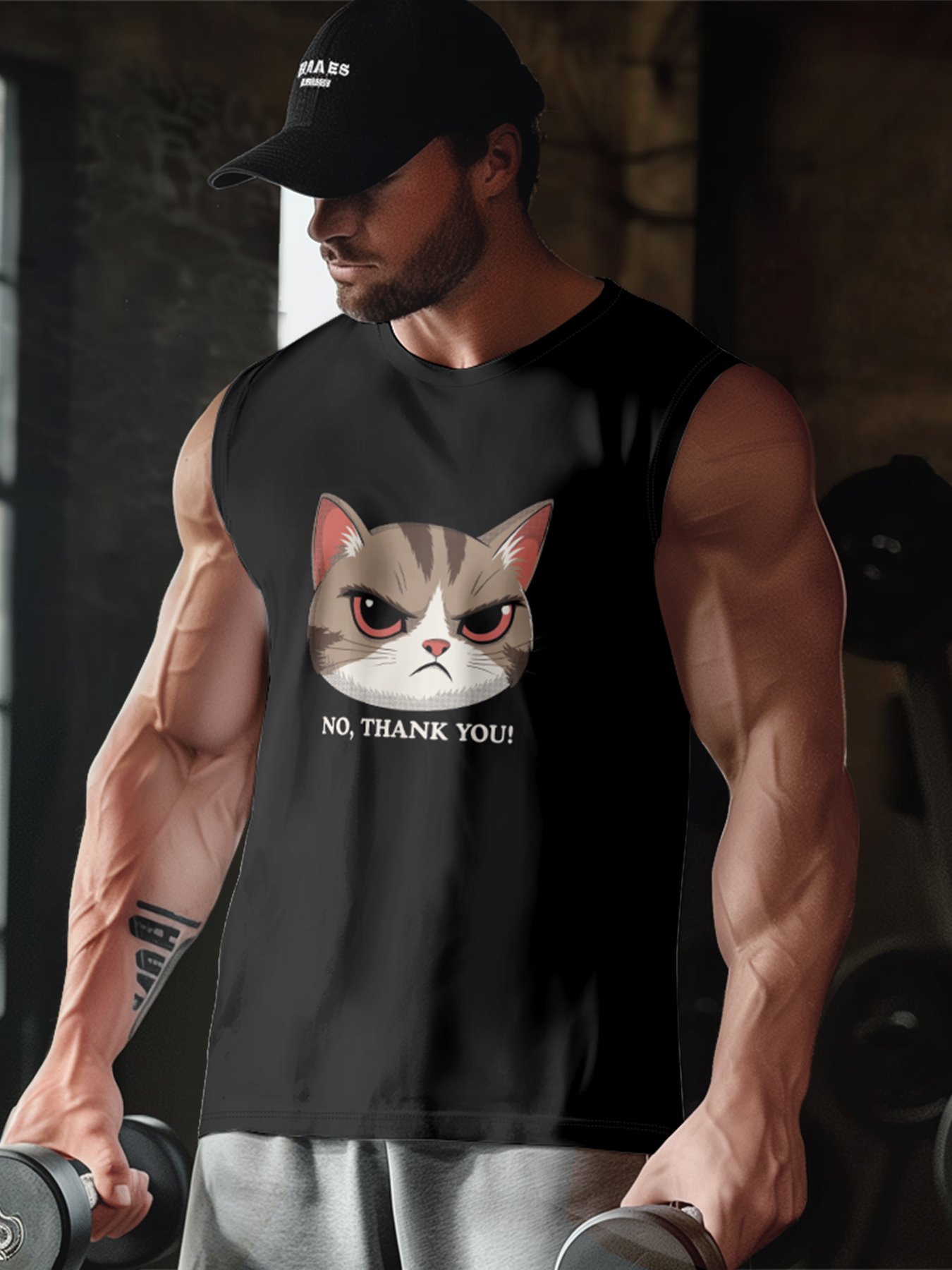 Hardaddy X Artist Contatoeoli Studio Mens Crewneck Tank Tops Cat Beach Sleeveless Shirt