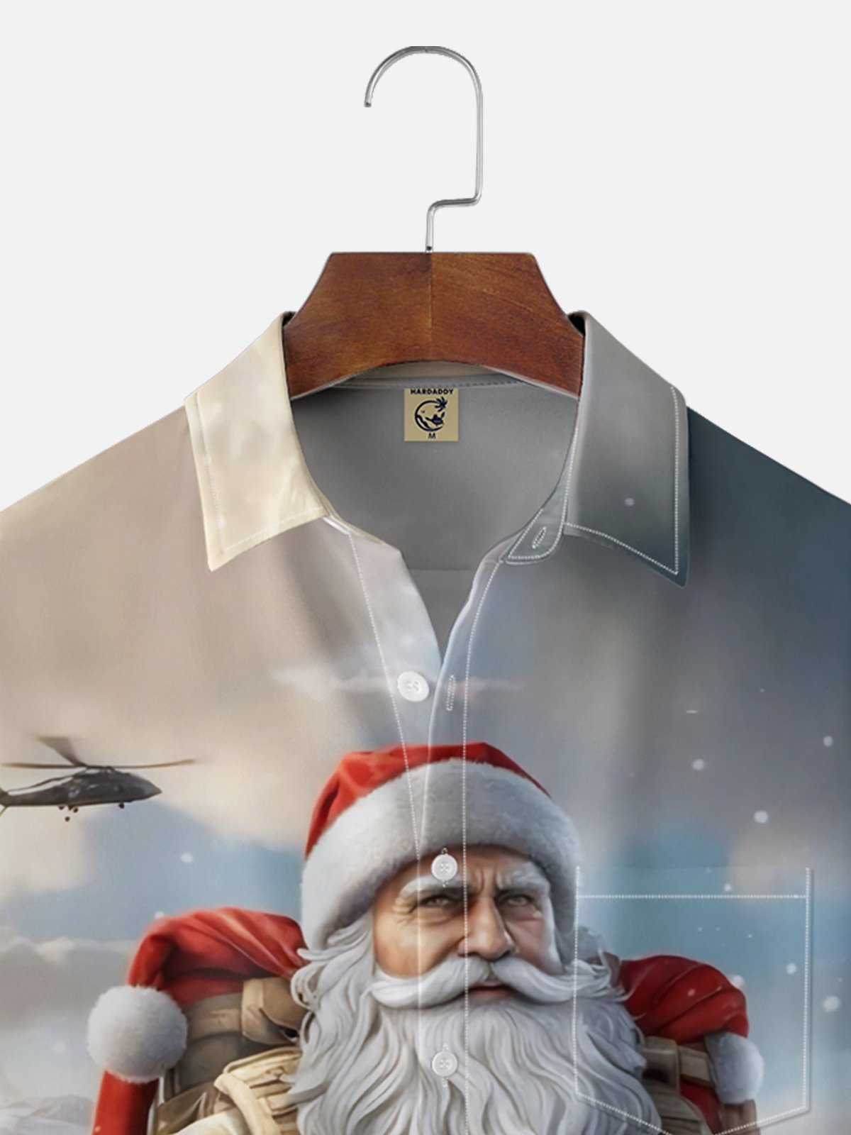 Moisture-wicking Christmas Santa Paratrooper Chest Pocket Casual Shirt