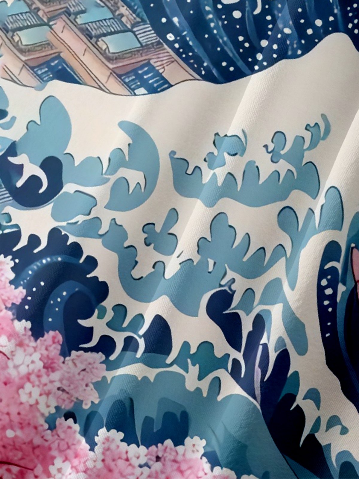 Hardaddy X Artist Kimprut Imut Japanese Ukiyo-e Wave Cat Chest Pocket Hawaiian Shirt