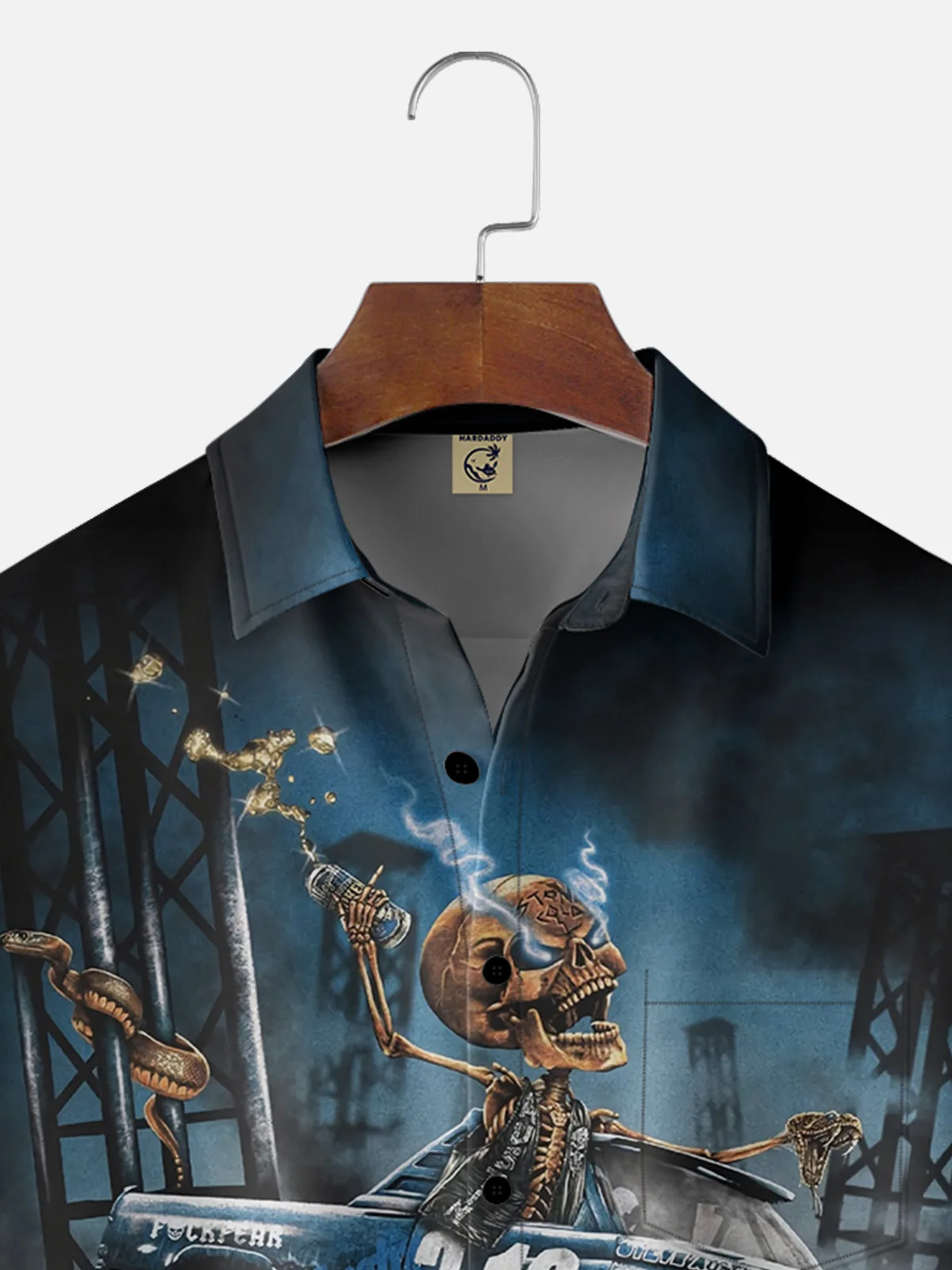 Moisture Wicking Retro Monster Car Chest Pocket Hawaiian Shirt