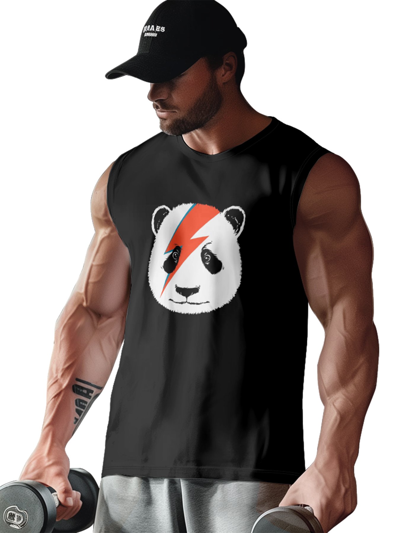 Hardaddy X Artist Contatoeoli Studio Mens Crewneck Tank Tops Lightning Panda Beach Sleeveless Shirt