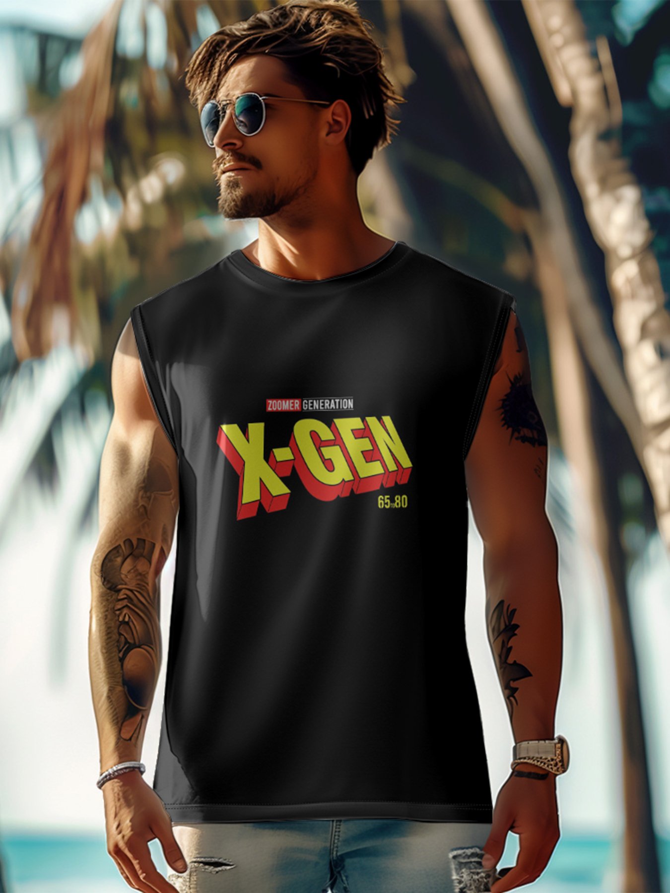 Hardaddy X Artist Contatoeoli Studio Mens Crewneck Tank Tops X-gen Beach Sleeveless Shirt