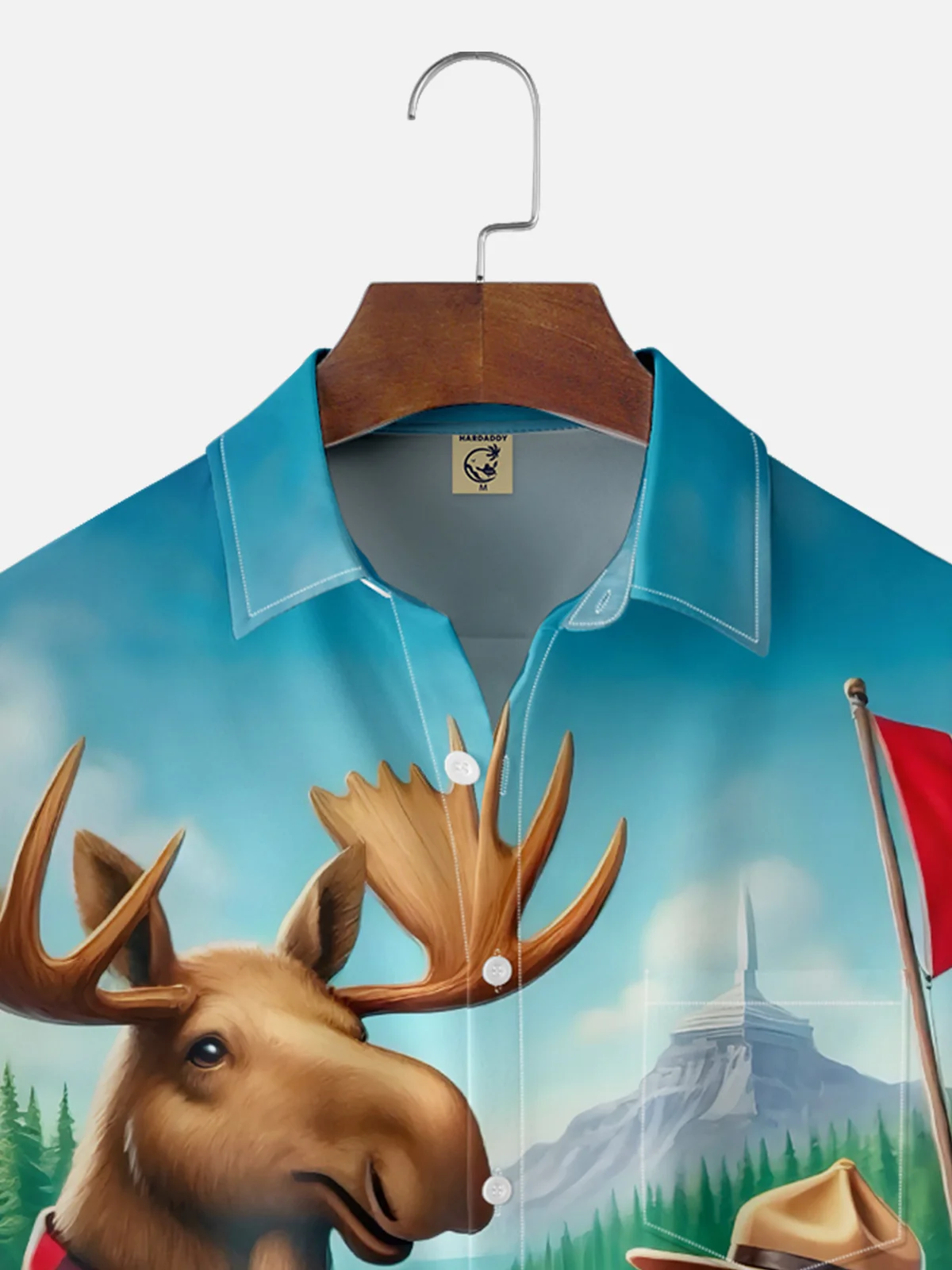 Moisture Wicking Canada Day Elk Groundhog Chest Pocket Hawaiian Shirt