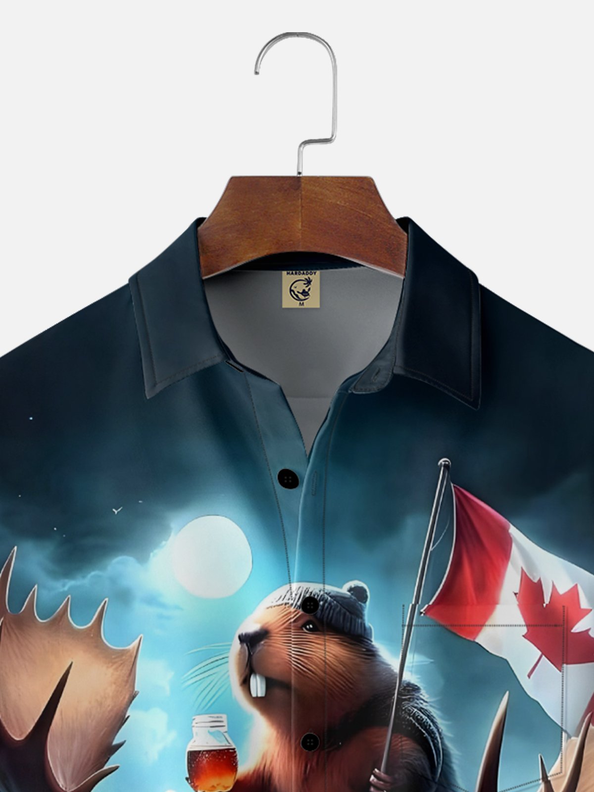 Moisture Wicking Canada Groundhog Beaver Maple Leaf Chest Pocket Hawaiian Shirt