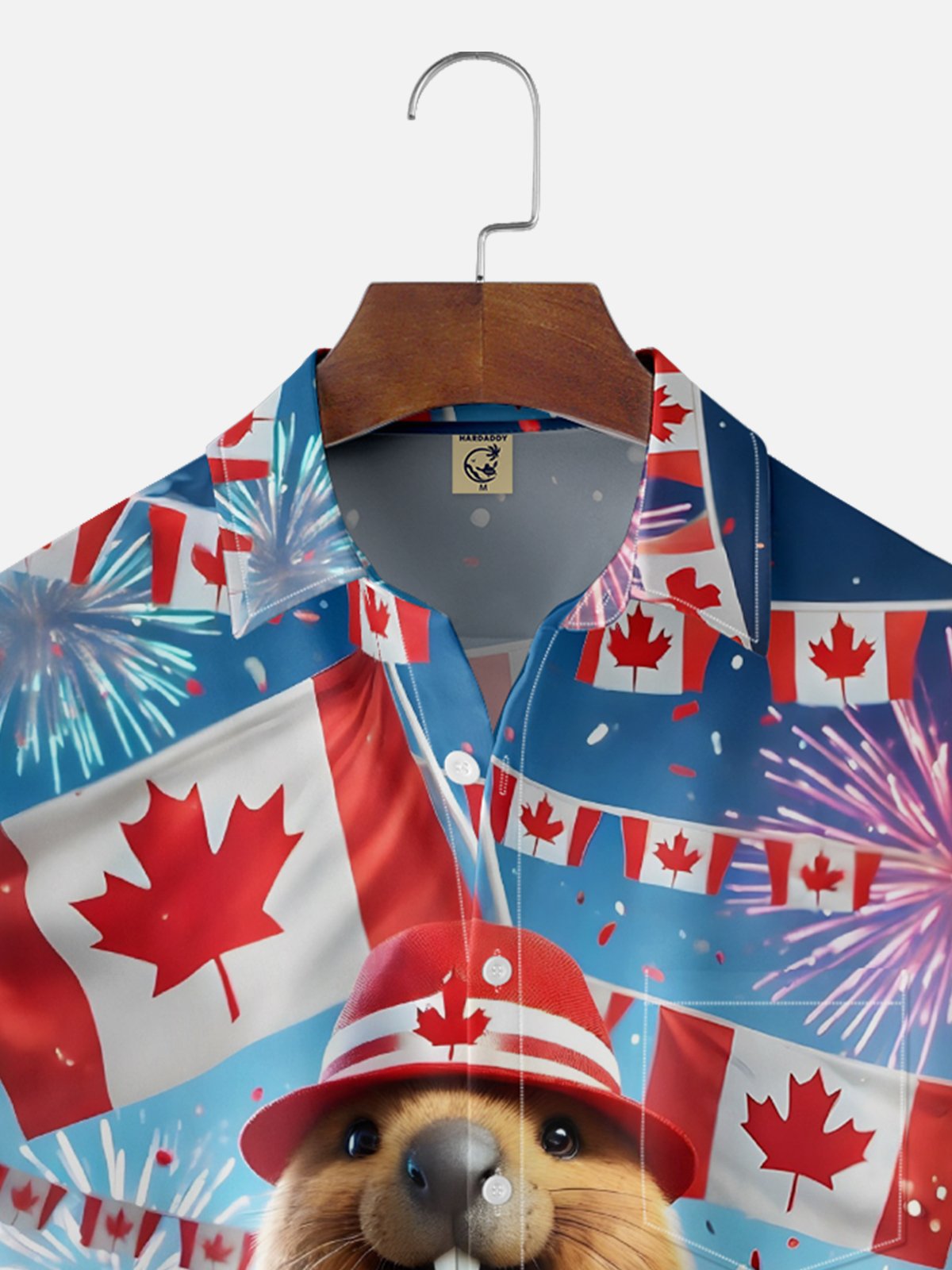 Moisture Wicking Canada Day Groundhog Maple Leaf Chest Pocket Hawaiian Shirt