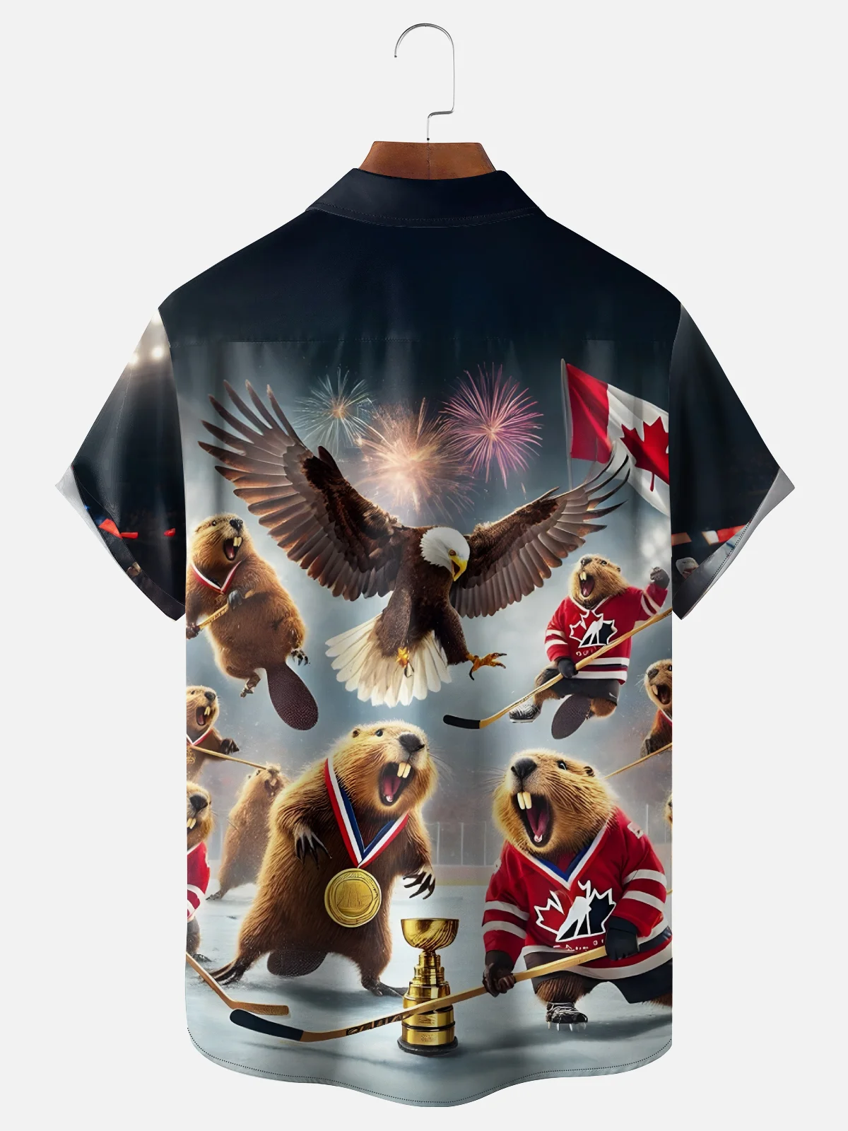 Moisture Wicking Canadian Marmot Eagle Chest Pocket Hawaiian Shirt