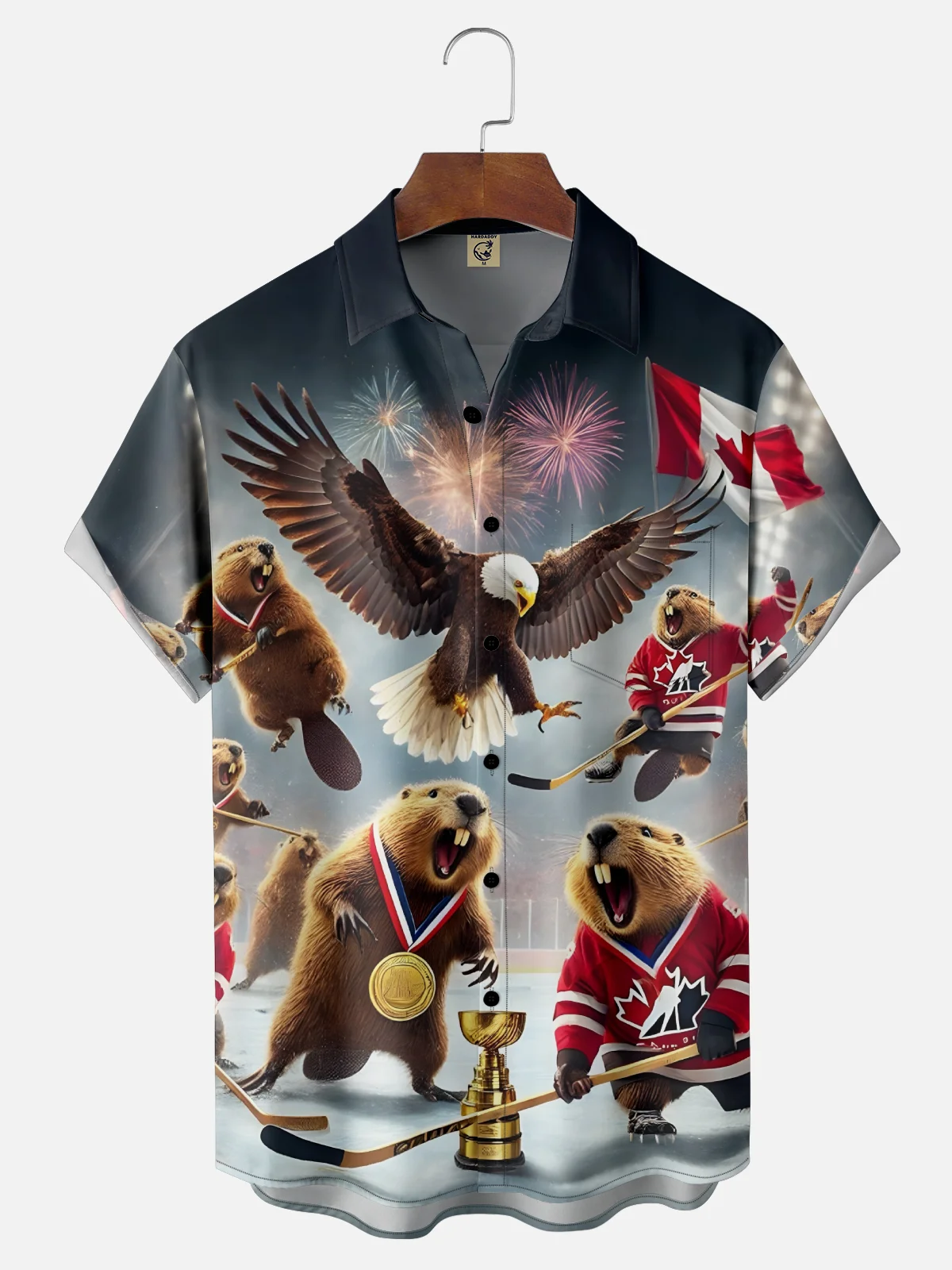 Moisture Wicking Canadian Marmot Eagle Chest Pocket Hawaiian Shirt
