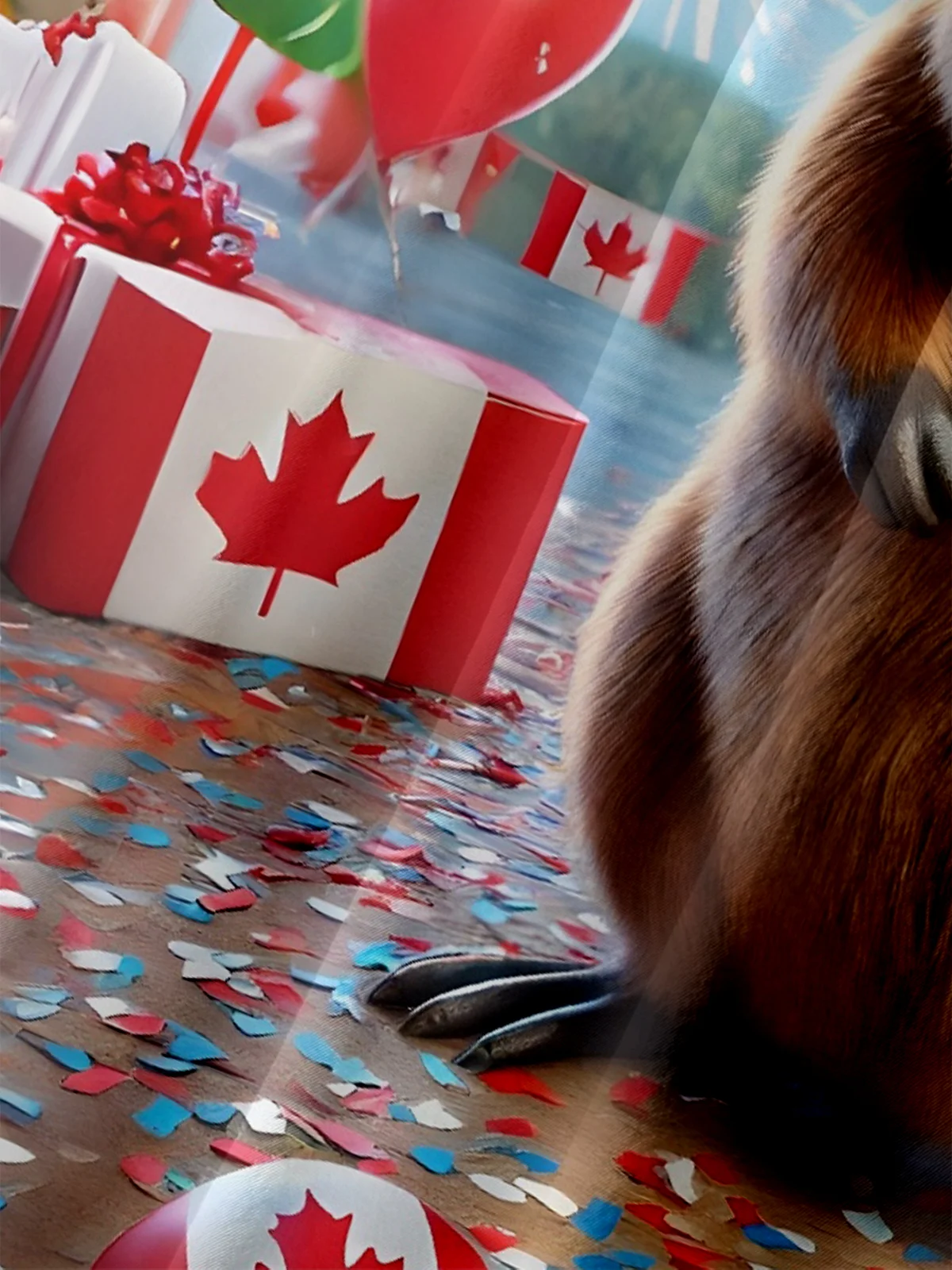 Moisture Wicking Canada Day Groundhog Maple Leaf Chest Pocket Hawaiian Shirt