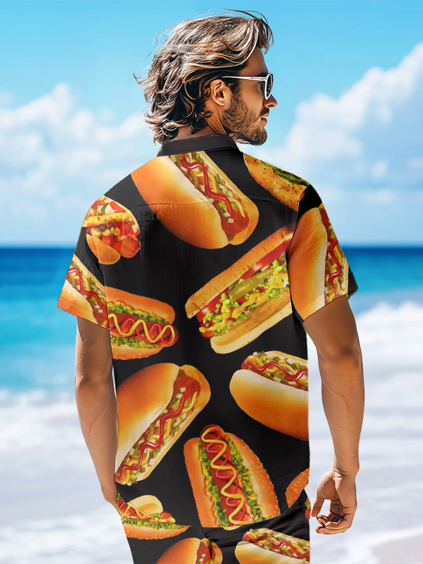 Hot Dog Chest Pocket Short Sleeve Casual Shirt