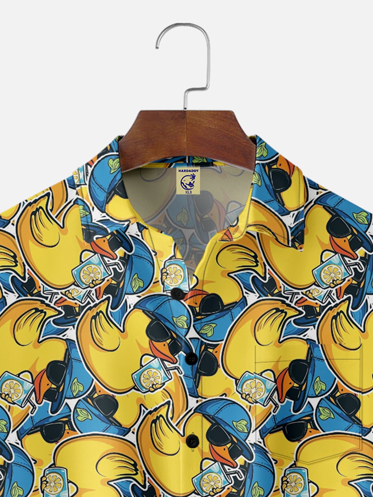 Big Size Moisture-wicking Duck Chest Pocket Hawaiian Shirt