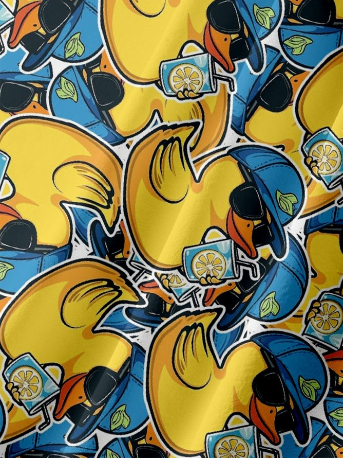 Tall Size Moisture-wicking Duck Chest Pocket Hawaiian Shirt
