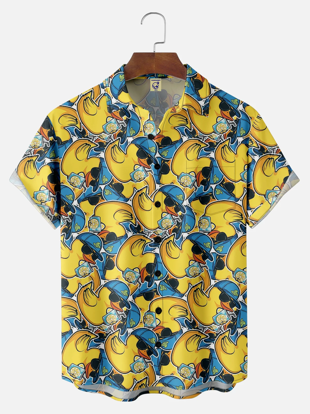 Big Size Moisture-wicking Duck Chest Pocket Hawaiian Shirt